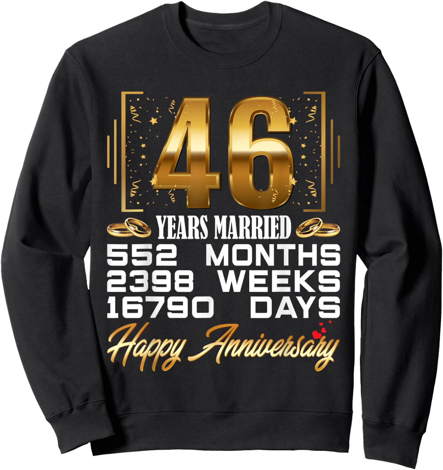 46 Years Married - Funny 46th Wedding Anniversary Sweatshirt - Sweatshirt | Black