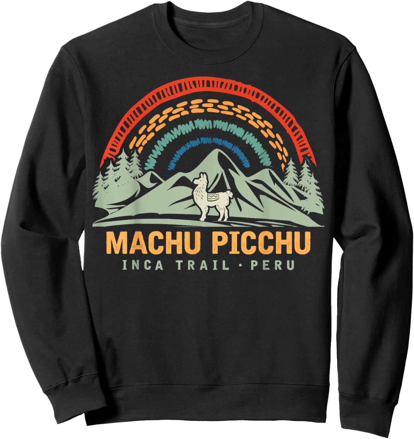 Machu Picchu Retro Llama - Cuzco Peru - Peru Inca Trail Sweatshirt - Sweatshirt | Black
