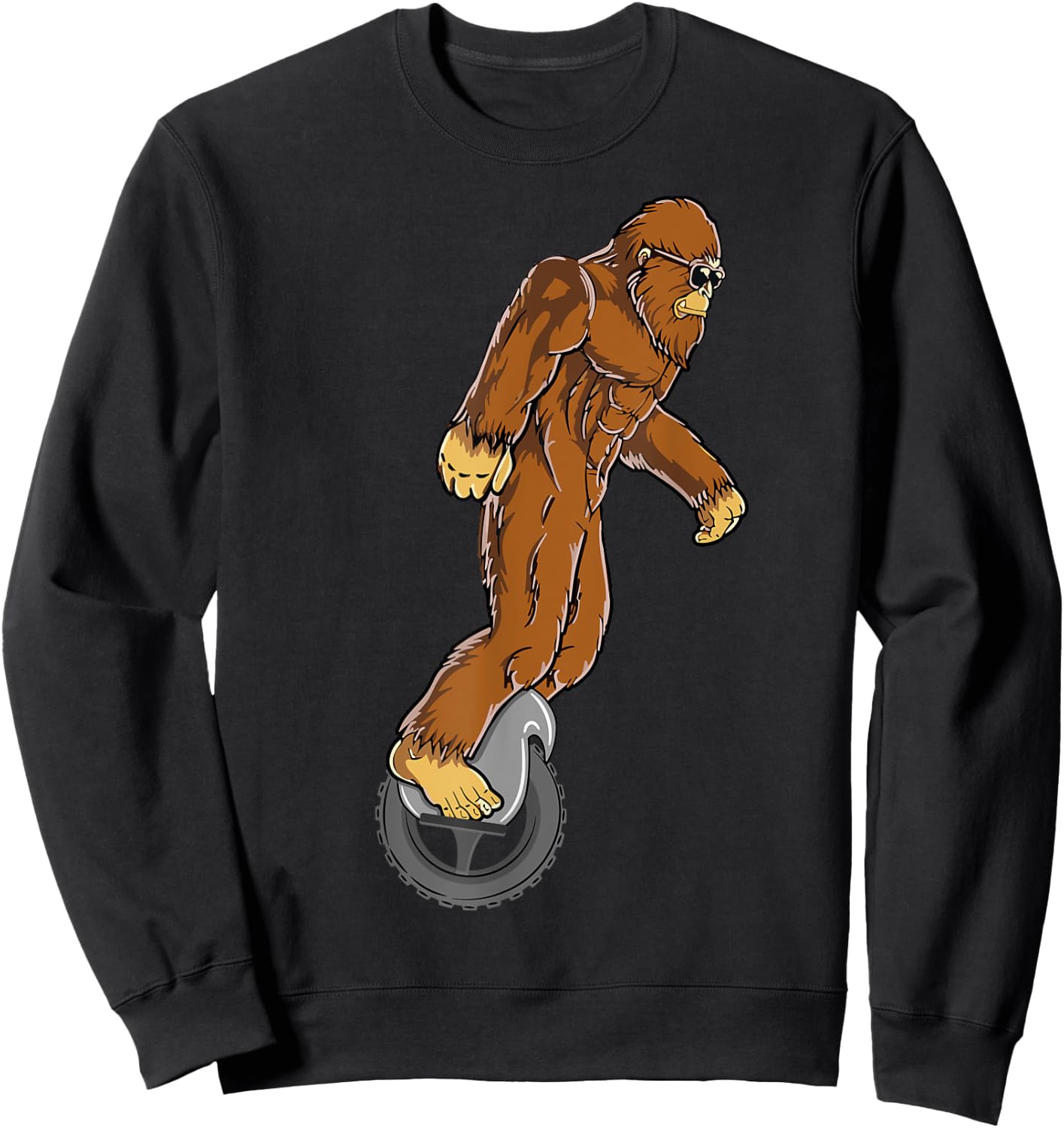 Sasquatch Bigfoot Funny Designs & Women Bigfoot on Electric Unicycle EUC Monowheel Airwheel Funny Sweatshirt - Sweatshirt | Black