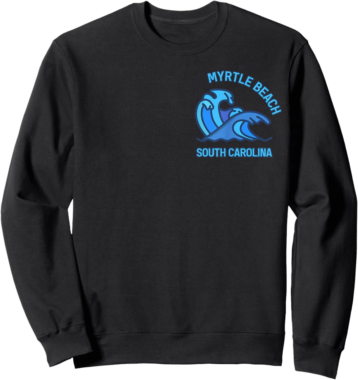 Graphic Myrtle Beach South Carolina Pocket Wave Souvenir Sweatshirt - Sweatshirt | Black