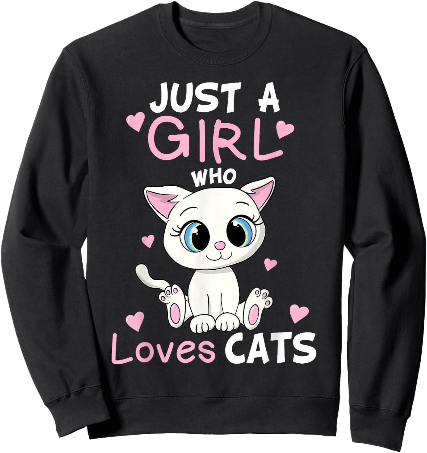 Just A Girl Who Loves Cats Funny Cute Kitten Lover Cat Gift Small Sweatshirt - Sweatshirt | Black