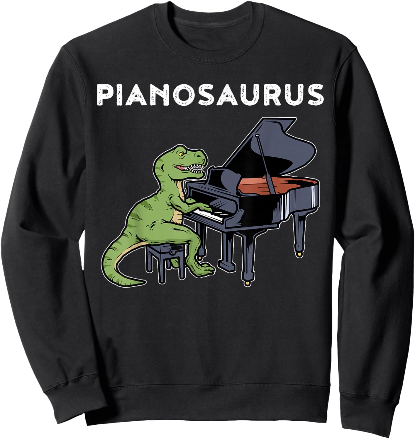 Grand Piano Shirt Kids Pianist Gift Dinosaur Music Piano Sweatshirt - Sweatshirt | Black