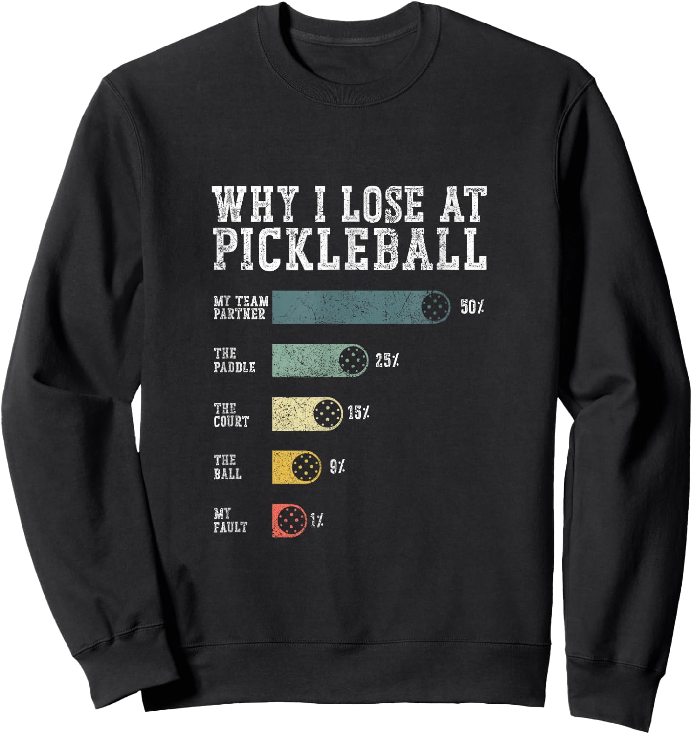 Why I Lose at Pickleball Humor Funny Pickleball Men Women Sweatshirt - Sweatshirt | Black