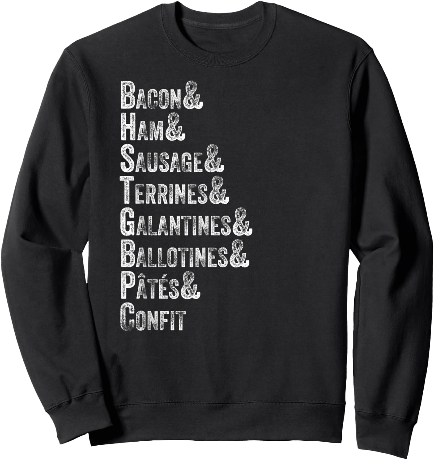 Charcuterie Board Restaurant Foodie Meat List Retro Vintage Sweatshirt - Sweatshirt | Black
