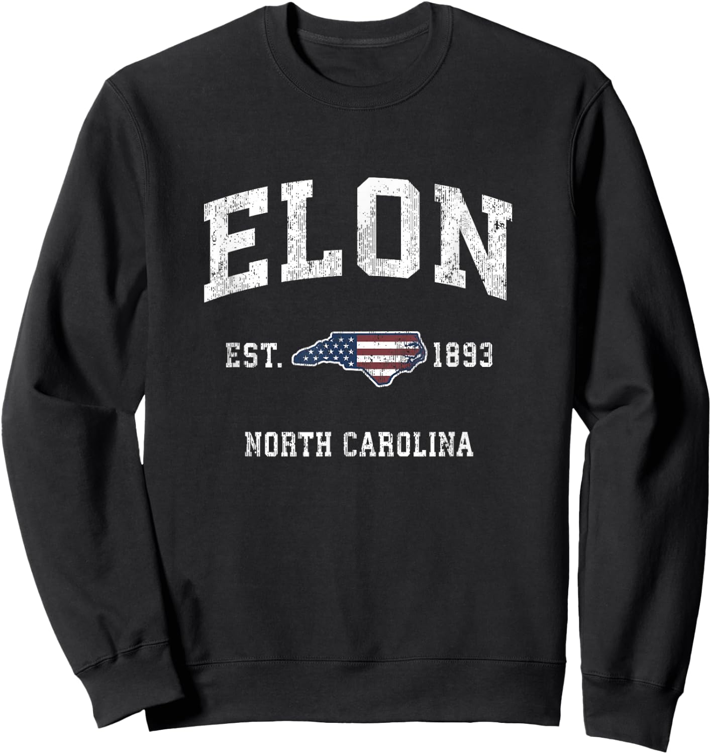 Elon North Carolina NC Vintage American Flag Sports Design Sweatshirt - Sweatshirt | Black