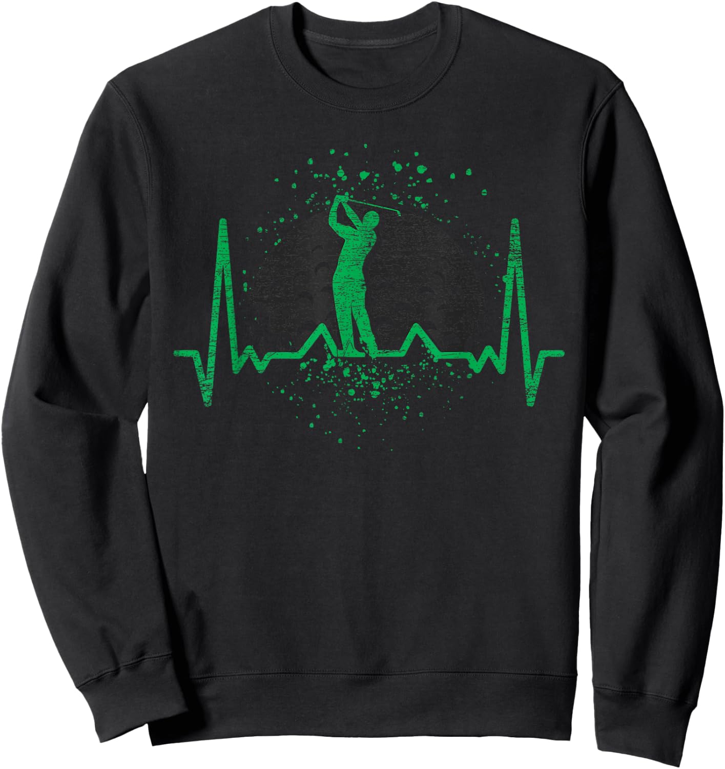 Golf Club Golfing Golf Course Sport Golfer Heartbeat Golf Sweatshirt - Sweatshirt | Black