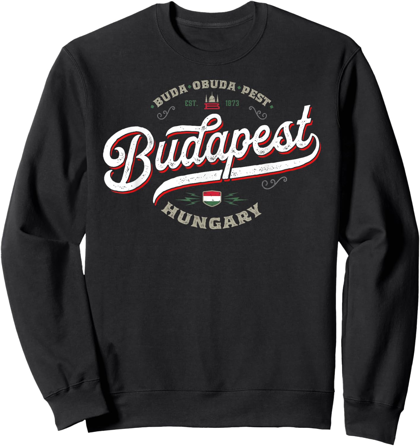 Budapest Hungary | Vintage Hungarian City Souvenir Travel Sweatshirt - Sweatshirt | Black