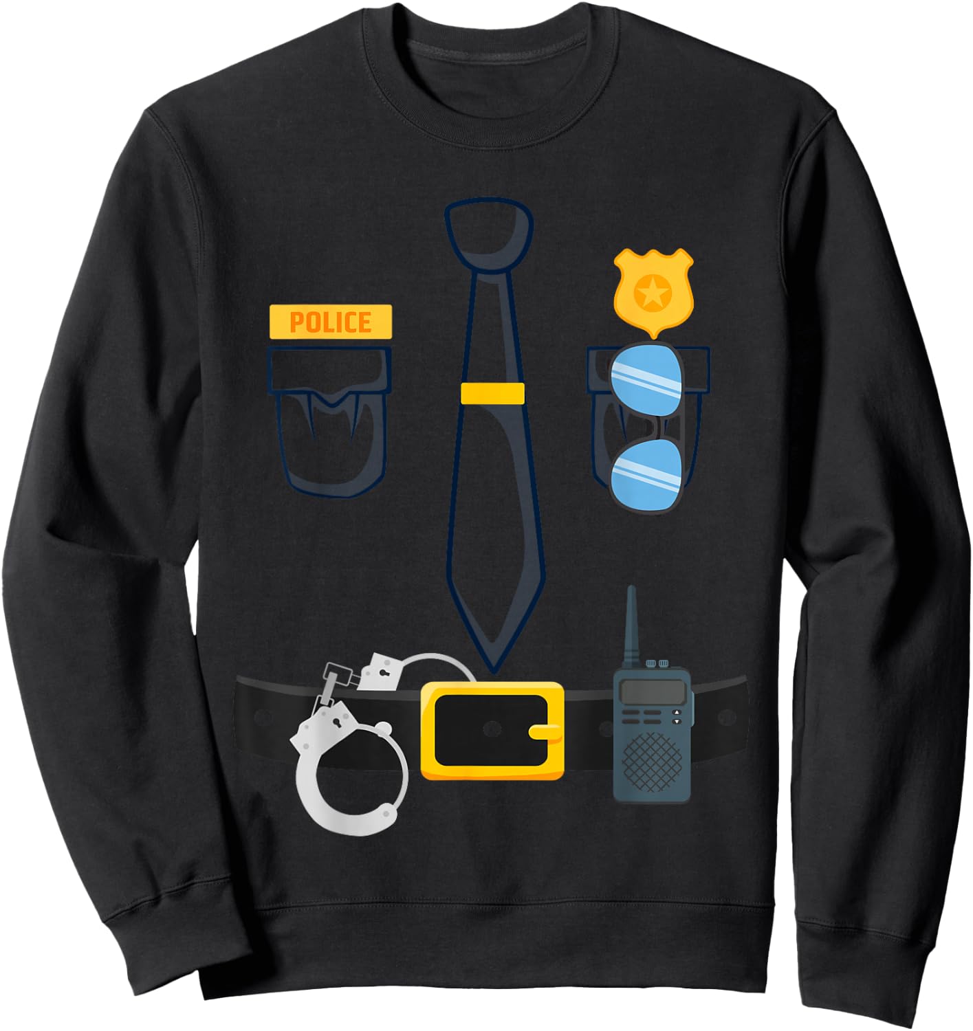 Halloween Police Officer Costume, Halloween cop Uniform Sweatshirt - Sweatshirt | Black