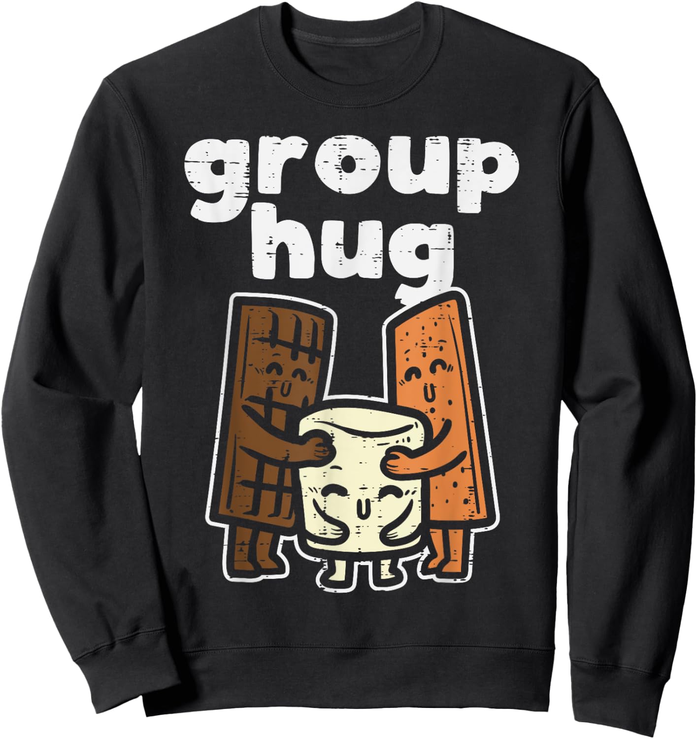 Group Hug Marshmallow Smore Funny Camping Pun Camper Family Sweatshirt - Sweatshirt | Black