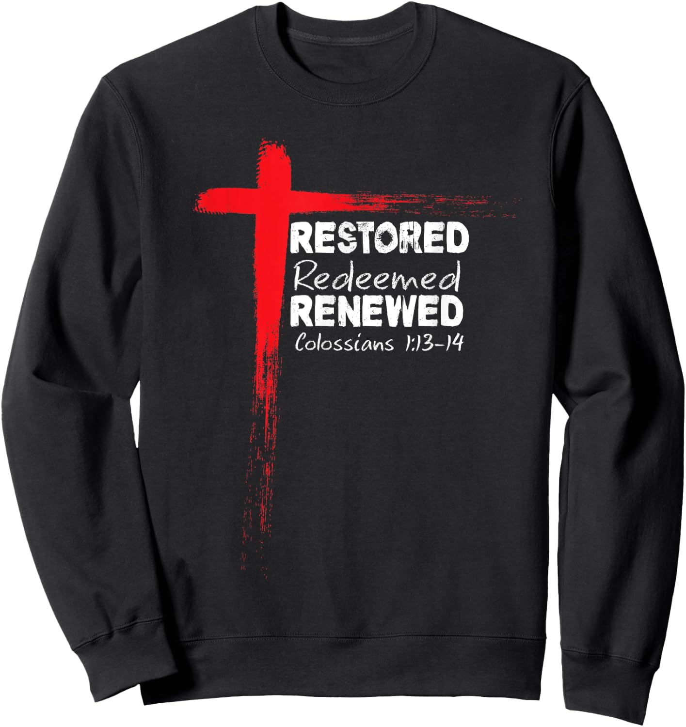 Christian Bible Verse Colossians 1:13-14 Cross Sweatshirt - Sweatshirt | Black