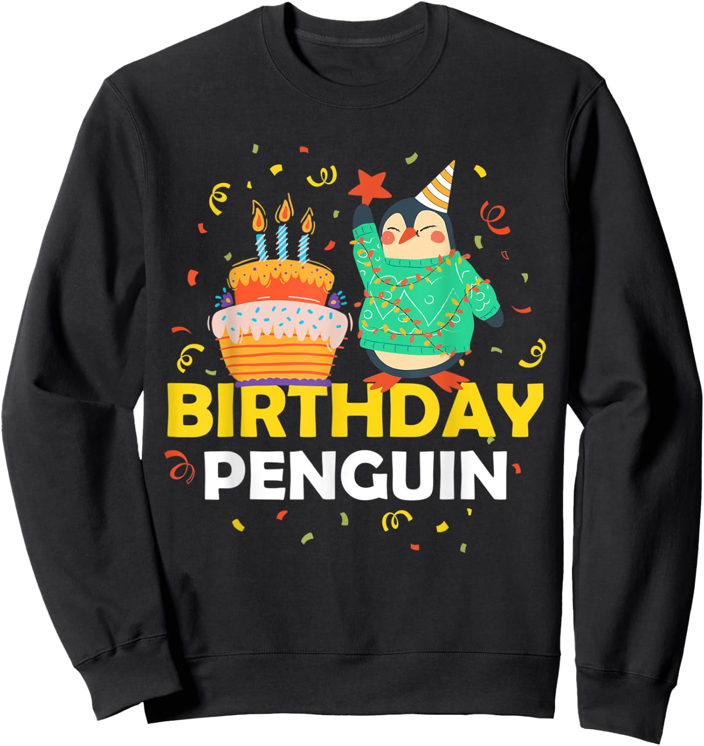 Birthday Penguin Sweatshirt - Sweatshirt | Black