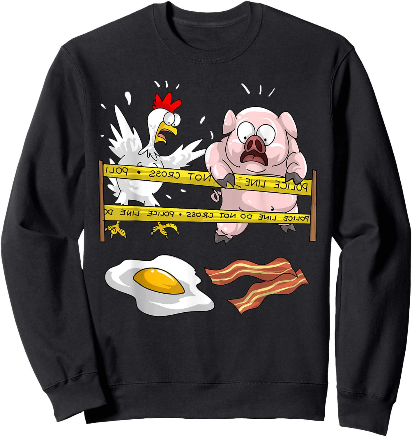 Cute Police Line Do Not Cross | Funny Chicken Pig Eater Gift Sweatshirt - Sweatshirt | Black