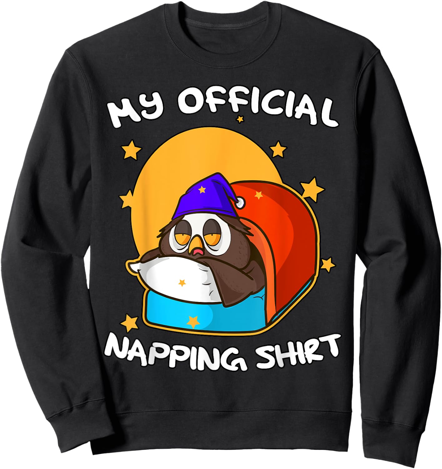 Funny Sleeping Owl Bird Pyjamas Gift Cute Official Napping Sweatshirt - Sweatshirt | Black