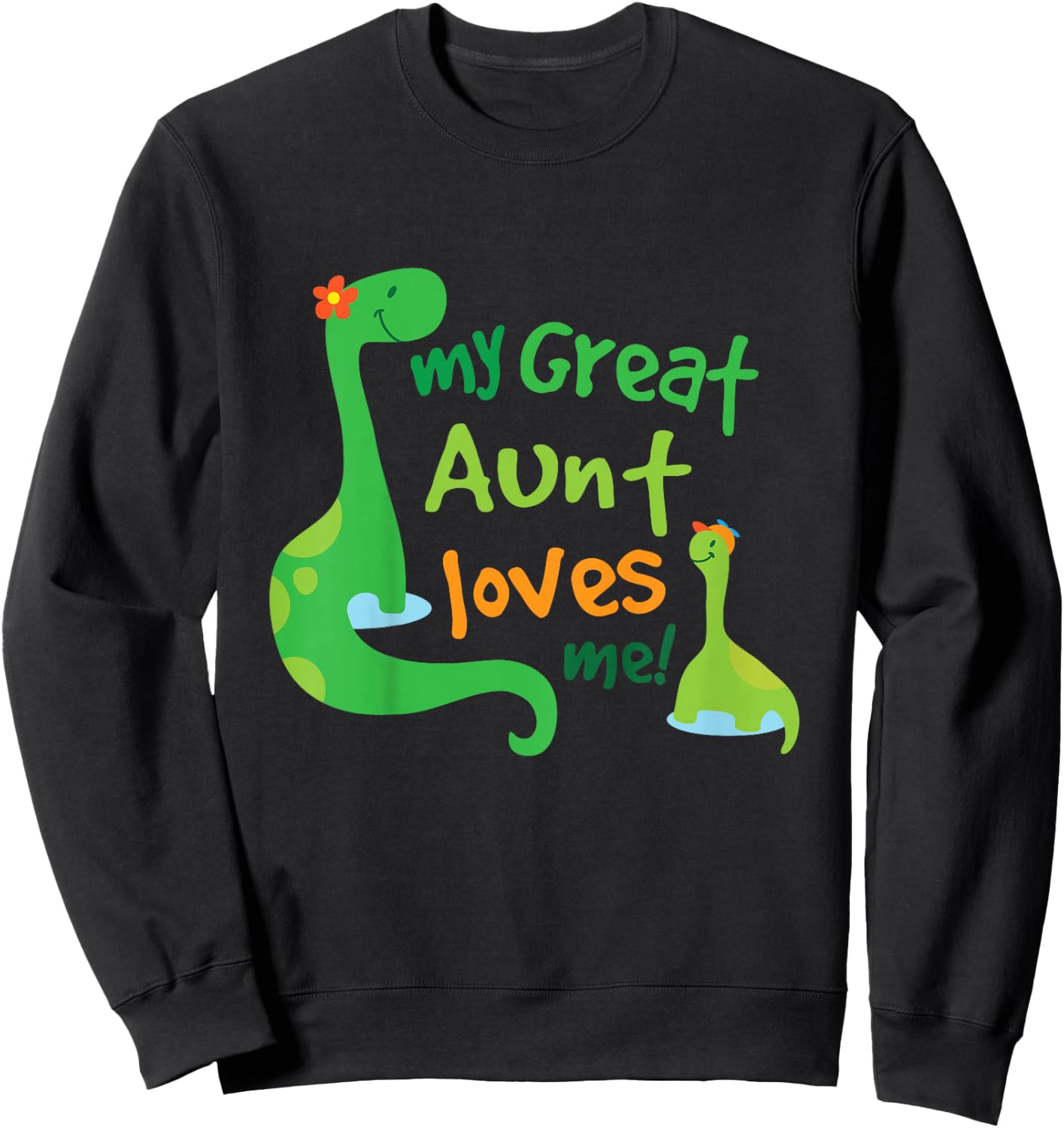 Kids My Great Aunt Loves Me Dinosaur Nephew Sweatshirt - Sweatshirt | Black