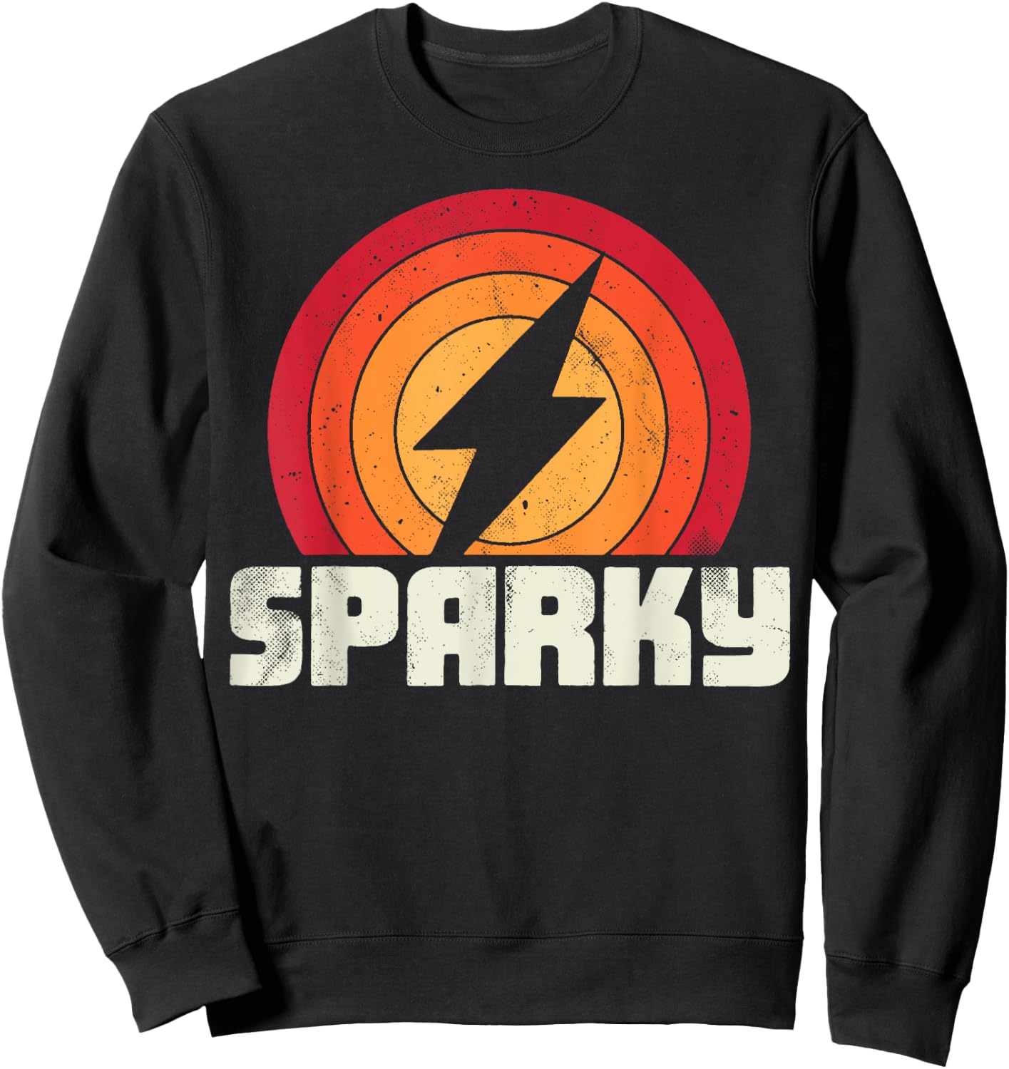 Sparky Electrician Funny Lineman Dad Retro Vintage Novelty Sweatshirt - Sweatshirt | Black
