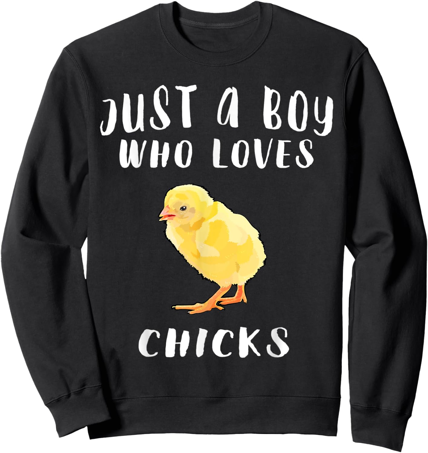 Im Just A Boy Who Loves Chick Farm Animal Lover Sweatshirt - Sweatshirt | Black