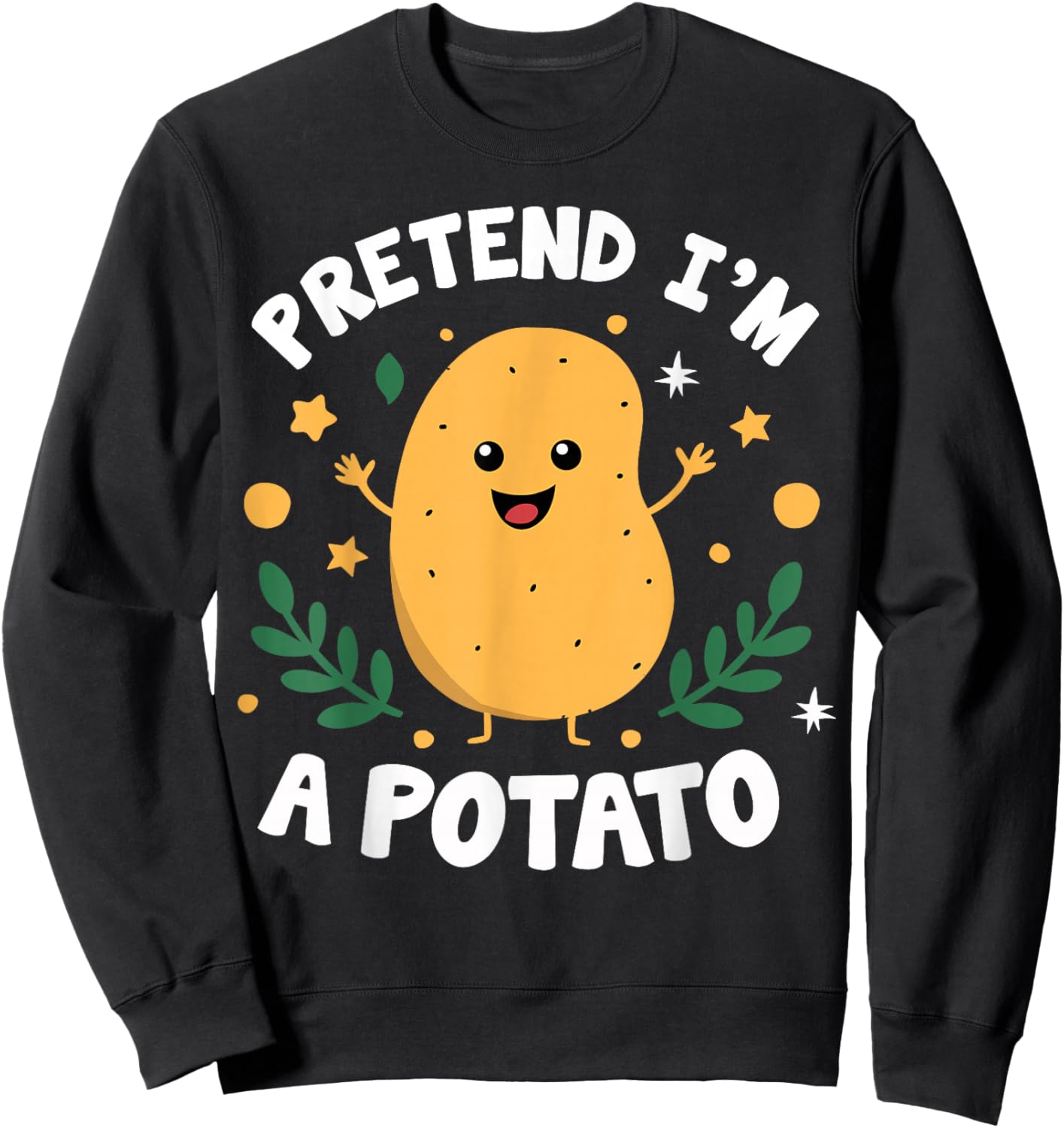 Pretend I'm A Potato Funny Lazy Halloween Matching Costume Sweatshirt - Sweatshirt | Black