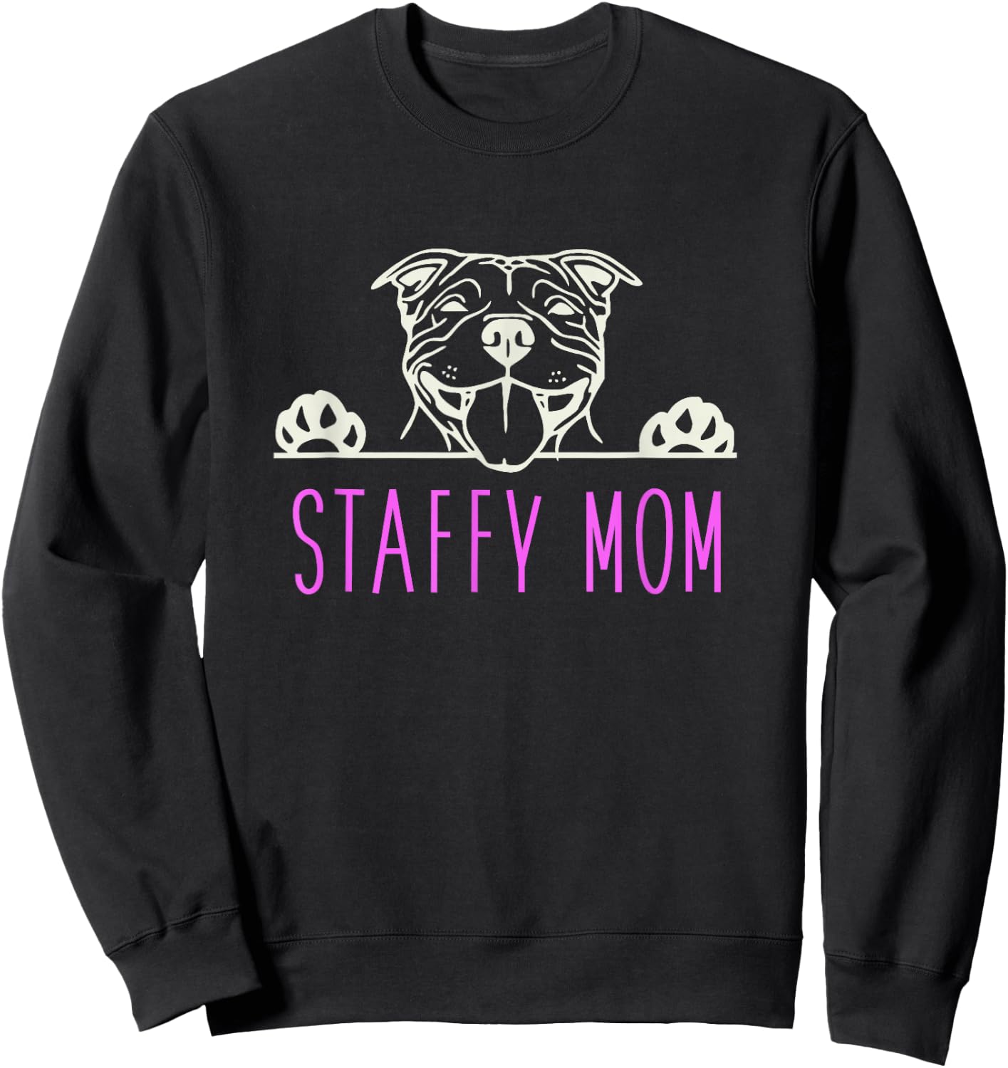 Staffy Mom with Staffordshire Bull Terrier Dog Sweatshirt - Sweatshirt | Black