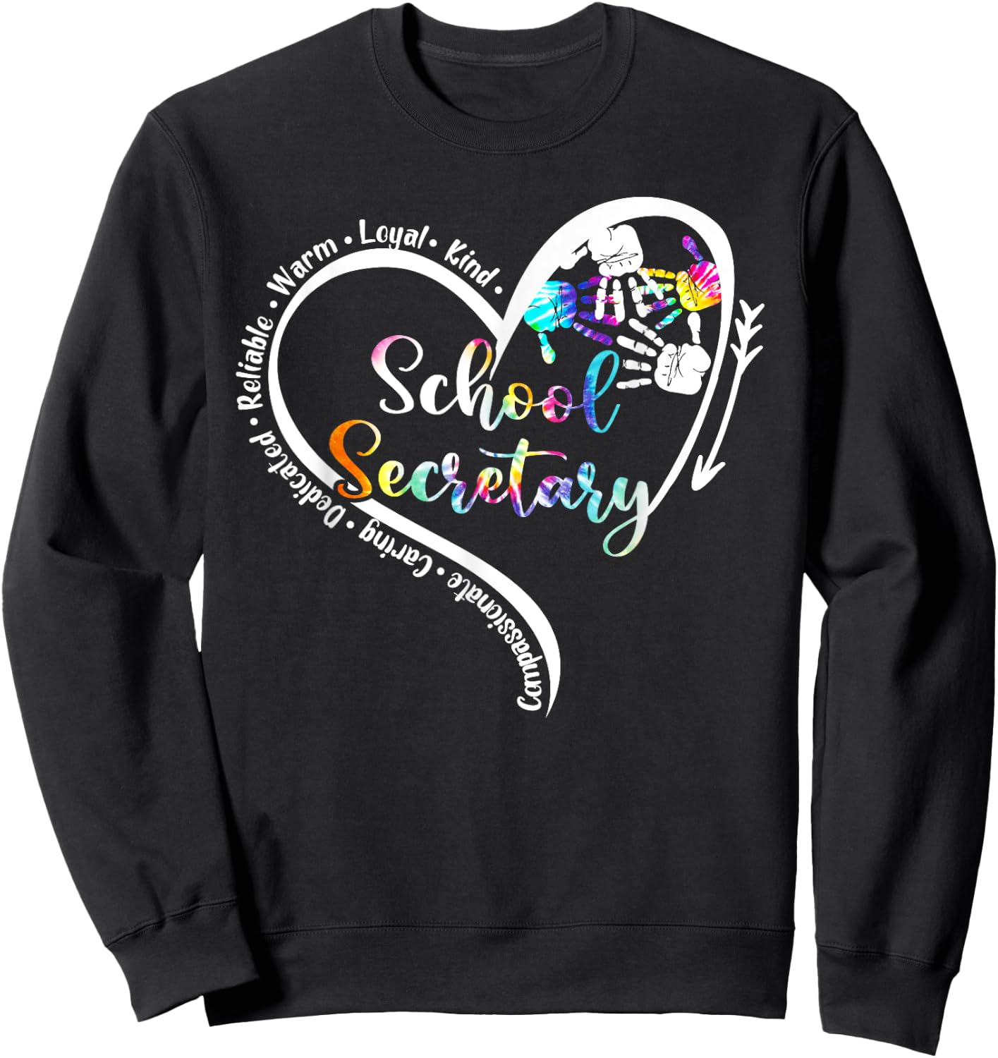 Tie Dye Heart School Secretary Life Cute Back to school Sweatshirt - Sweatshirt | Black
