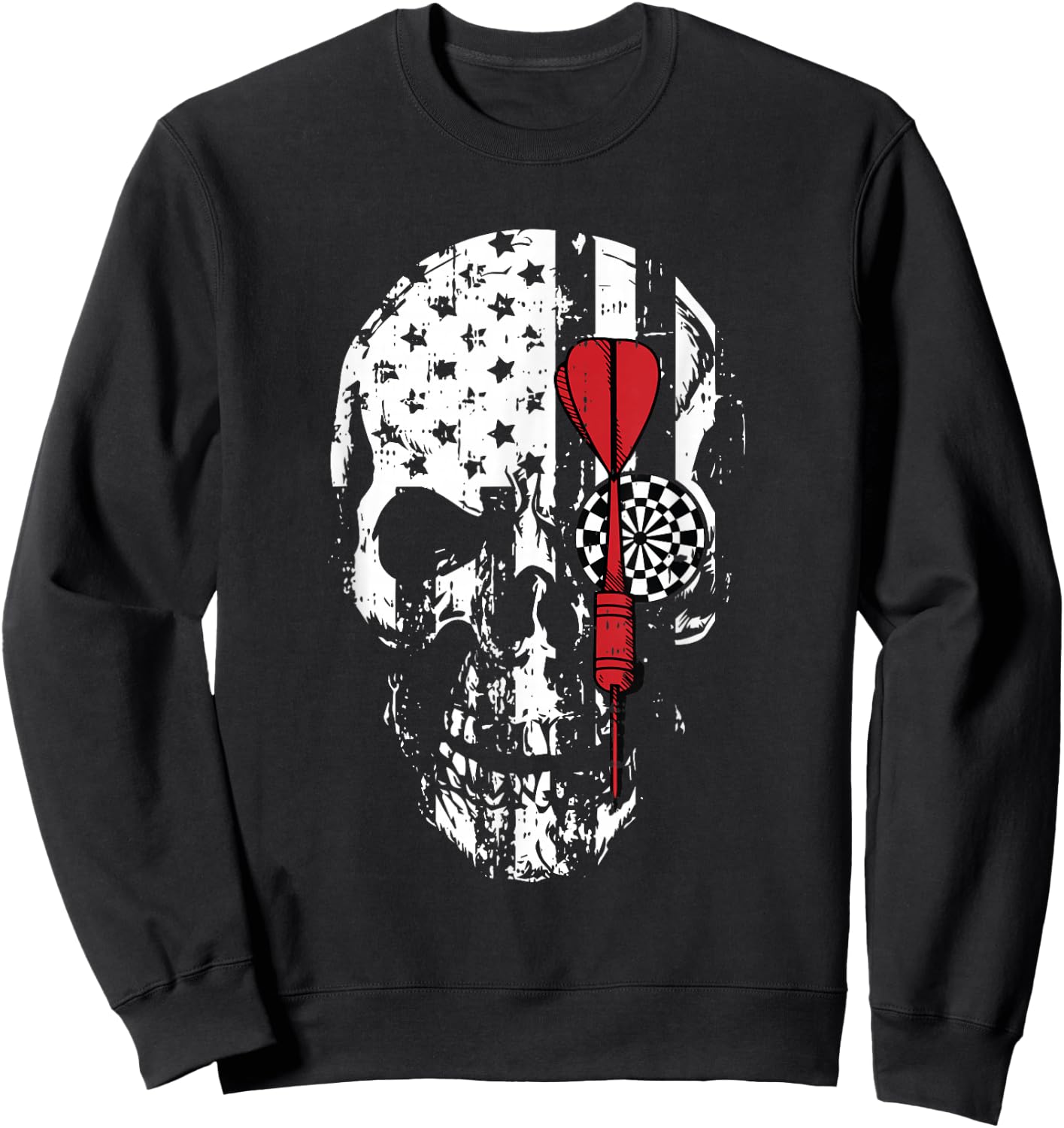 Skull American Flag Darts Board Throwing Sports Player Gift Sweatshirt - Sweatshirt | Black