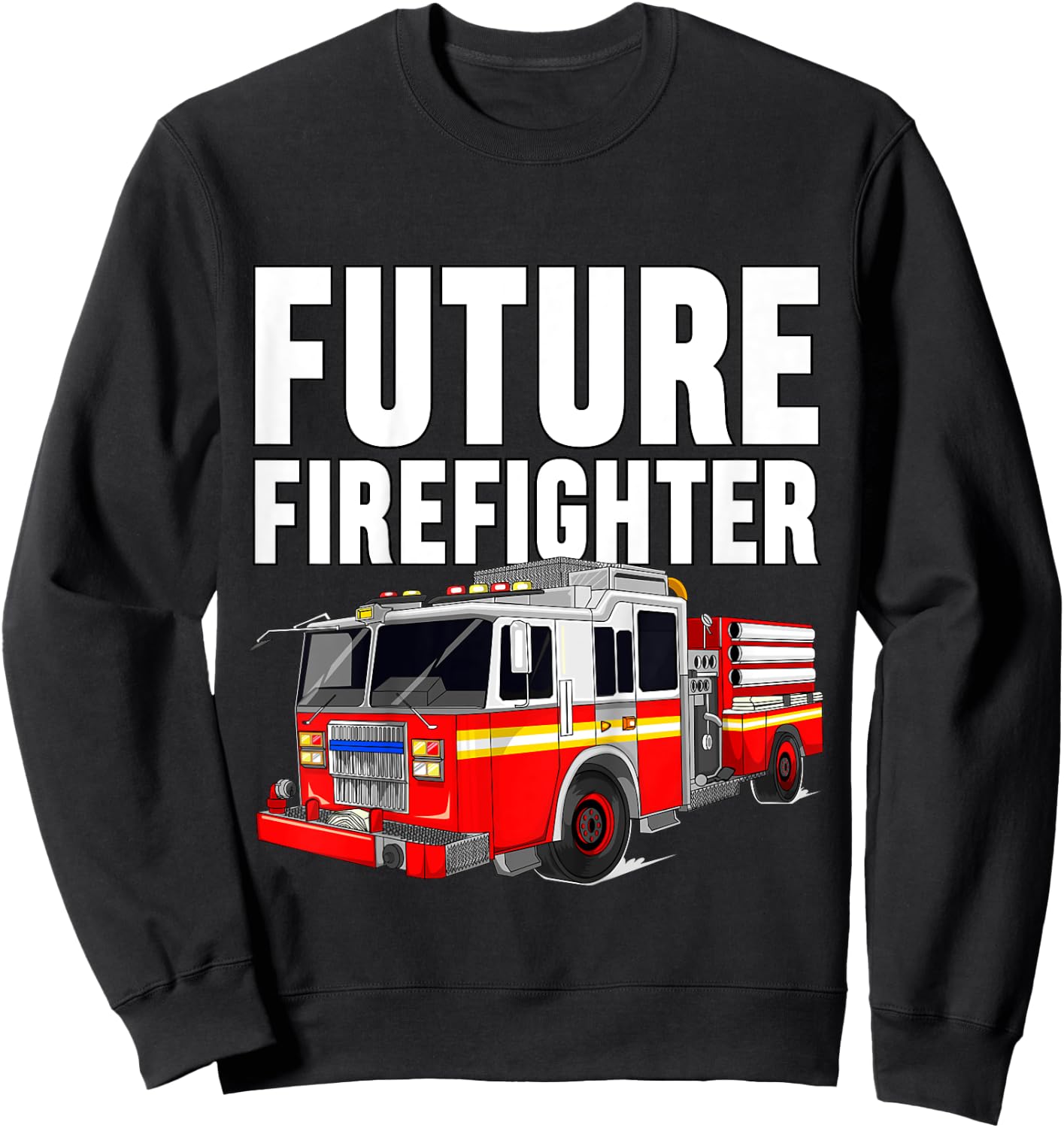 Kids Future Firefighter Fire Truck Theme Birthday Boy Toddler Sweatshirt - Sweatshirt | Black