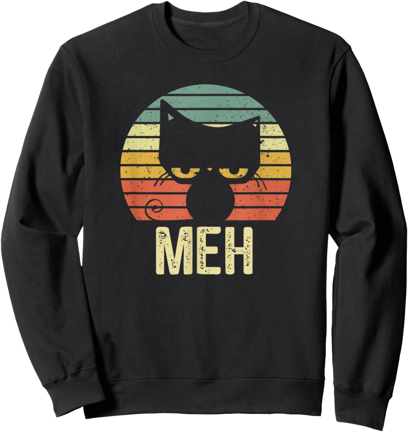 Meh Cat Retro Vintage Sweatshirt - Sweatshirt | Black