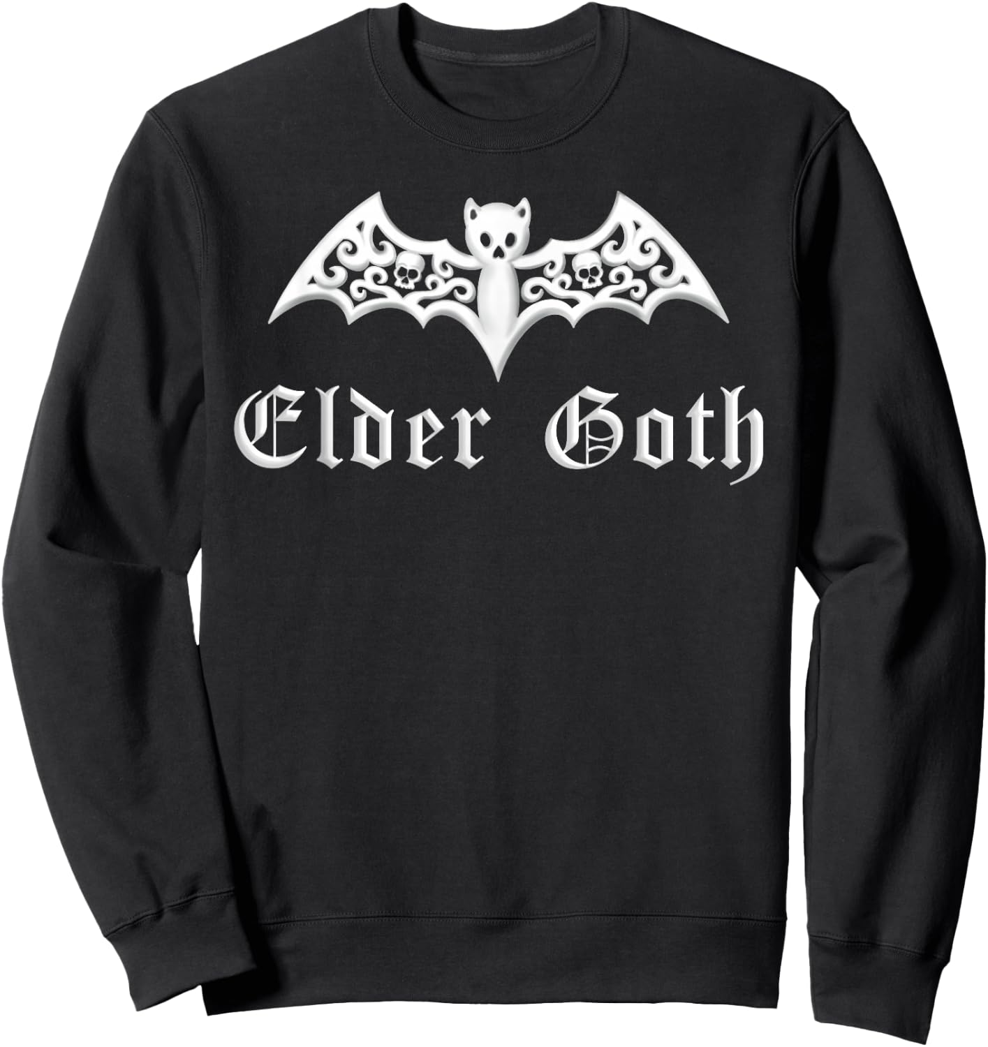 Elder Goth Gothic Lace Look Ornamental Design Sweatshirt - Sweatshirt | Black