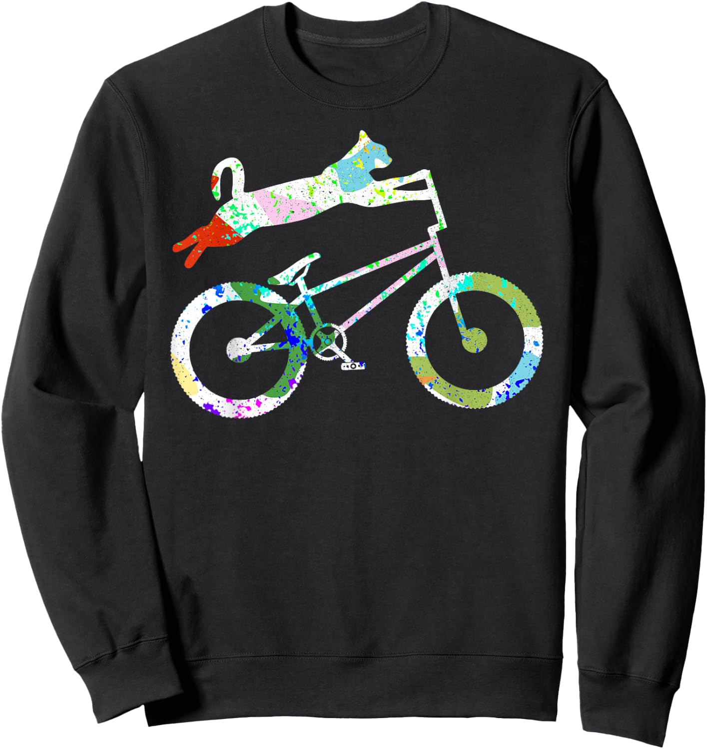 Cat On BMX Bike Kitten Lover Bike Cycling Bicycle Gift Sweatshirt - Sweatshirt | Black