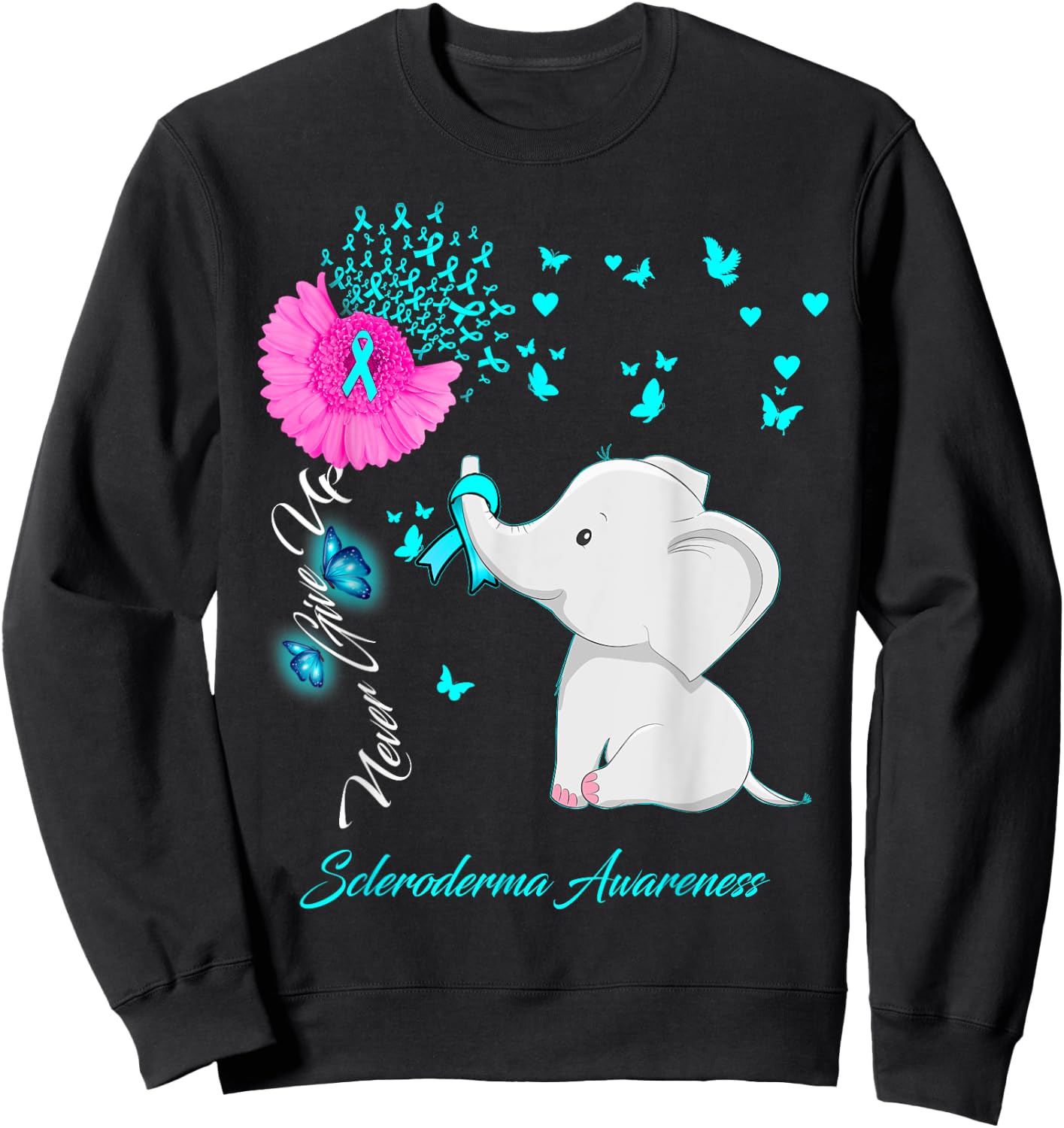 Elephant Scleroderma Awareness - Scleroderma Ribbon Gifts Sweatshirt - Sweatshirt | Black