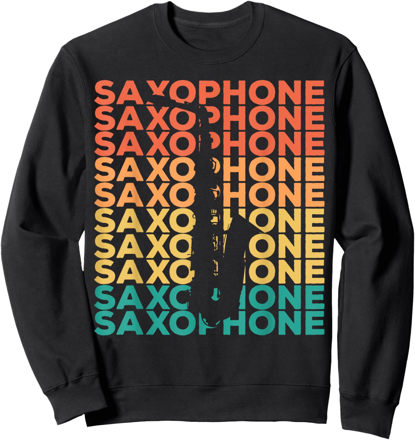 Saxophonists Gift Ideas Retro Vintage Saxophone - Black, -Adults, Small, Short Sleeve, Cotton 60% Polyester 40% Sweatshirt - Sweatshirt | Black