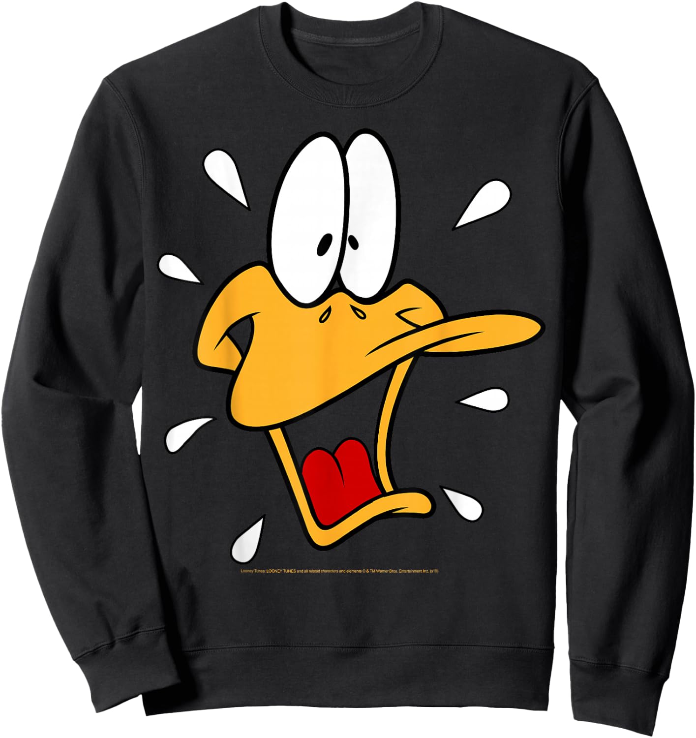Looney Tunes Daffy Duck Surprised Big Face Sweatshirt - Sweatshirt | Black