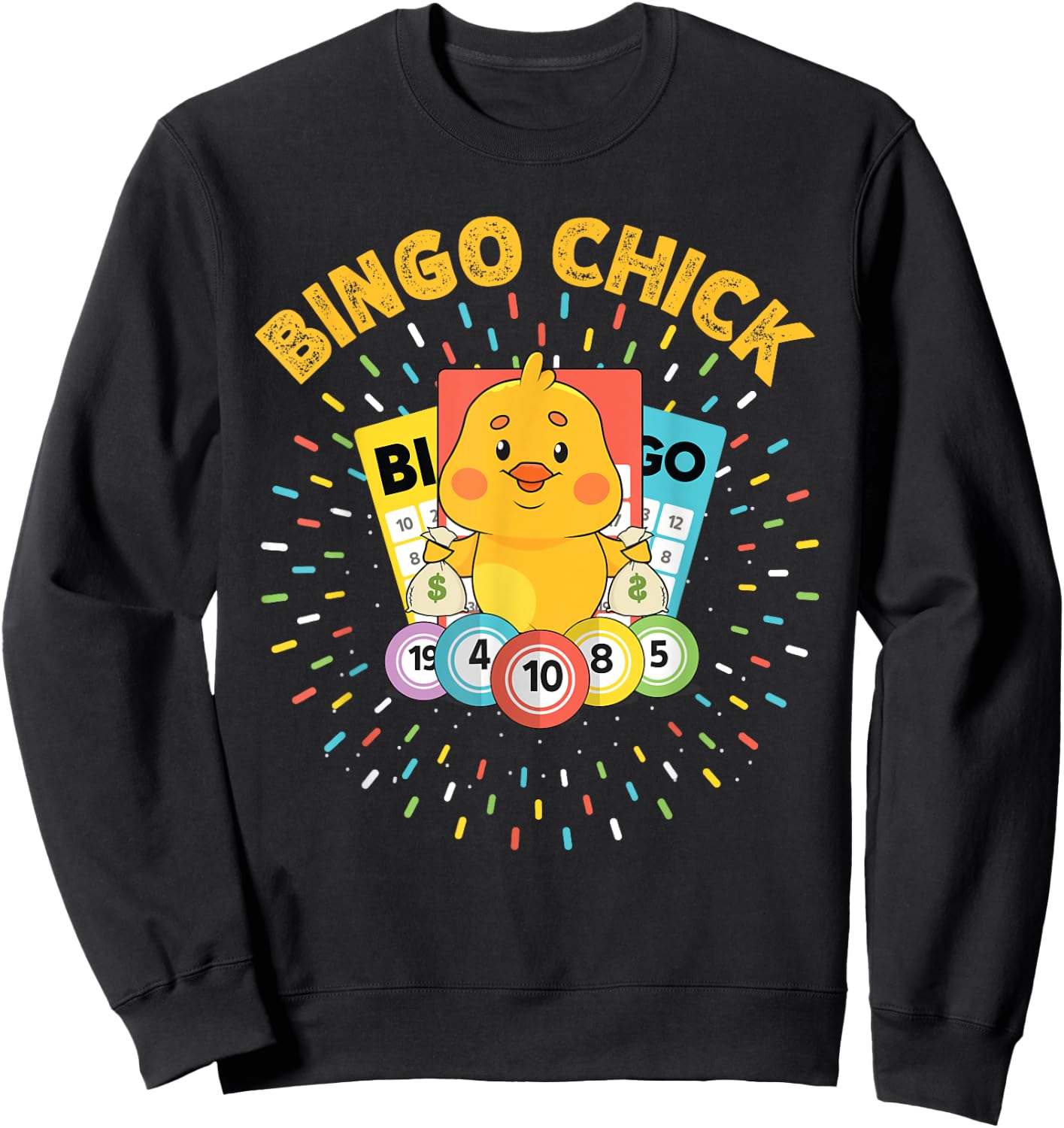Bingo Chick Bingo Card Baby Chicken Design Sweatshirt - Sweatshirt | Black