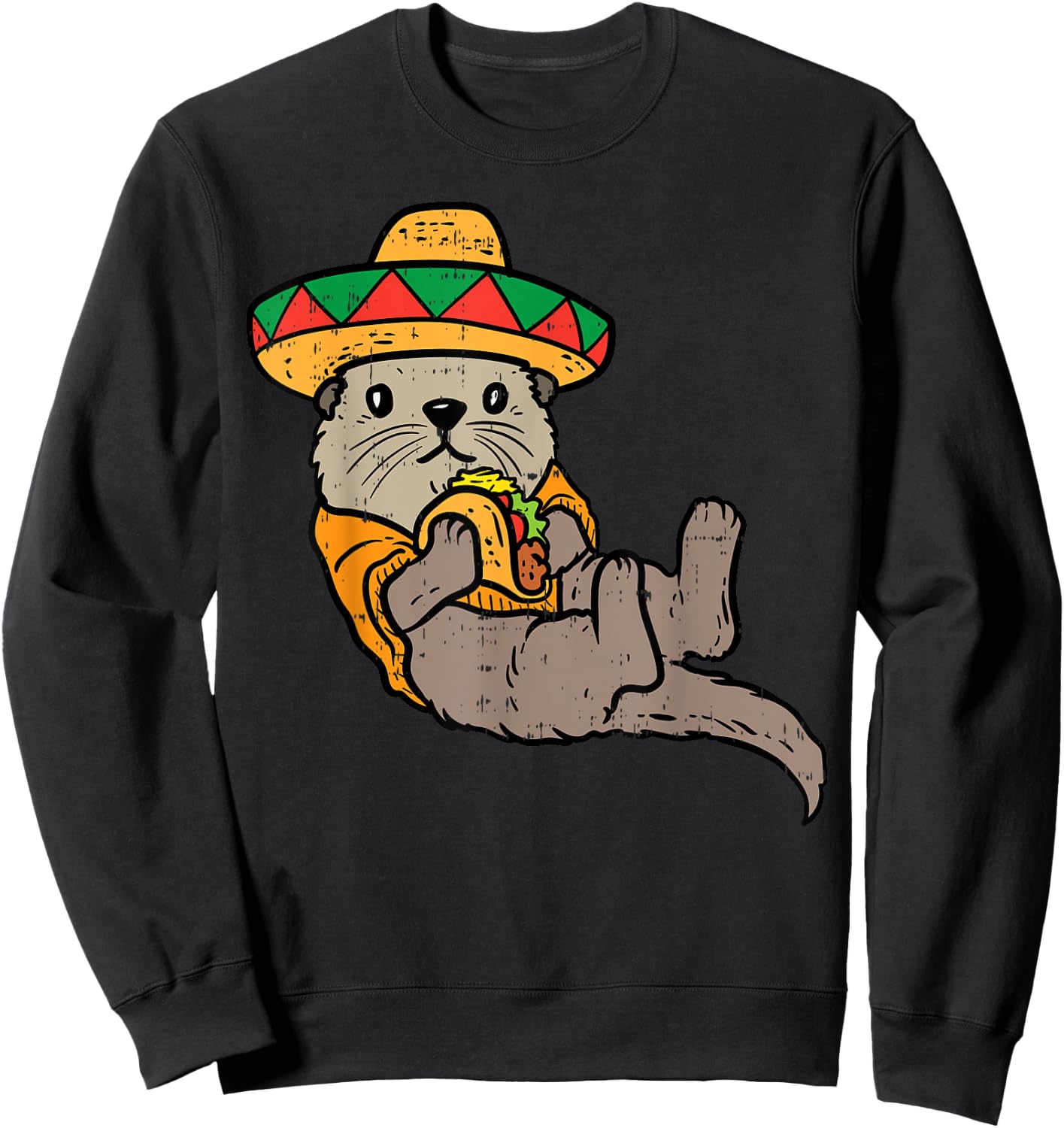 Mexican Otter Sombrero Taco Cinco De Mayo Fiesta Animal Sweatshirt - Sweatshirt | Black
