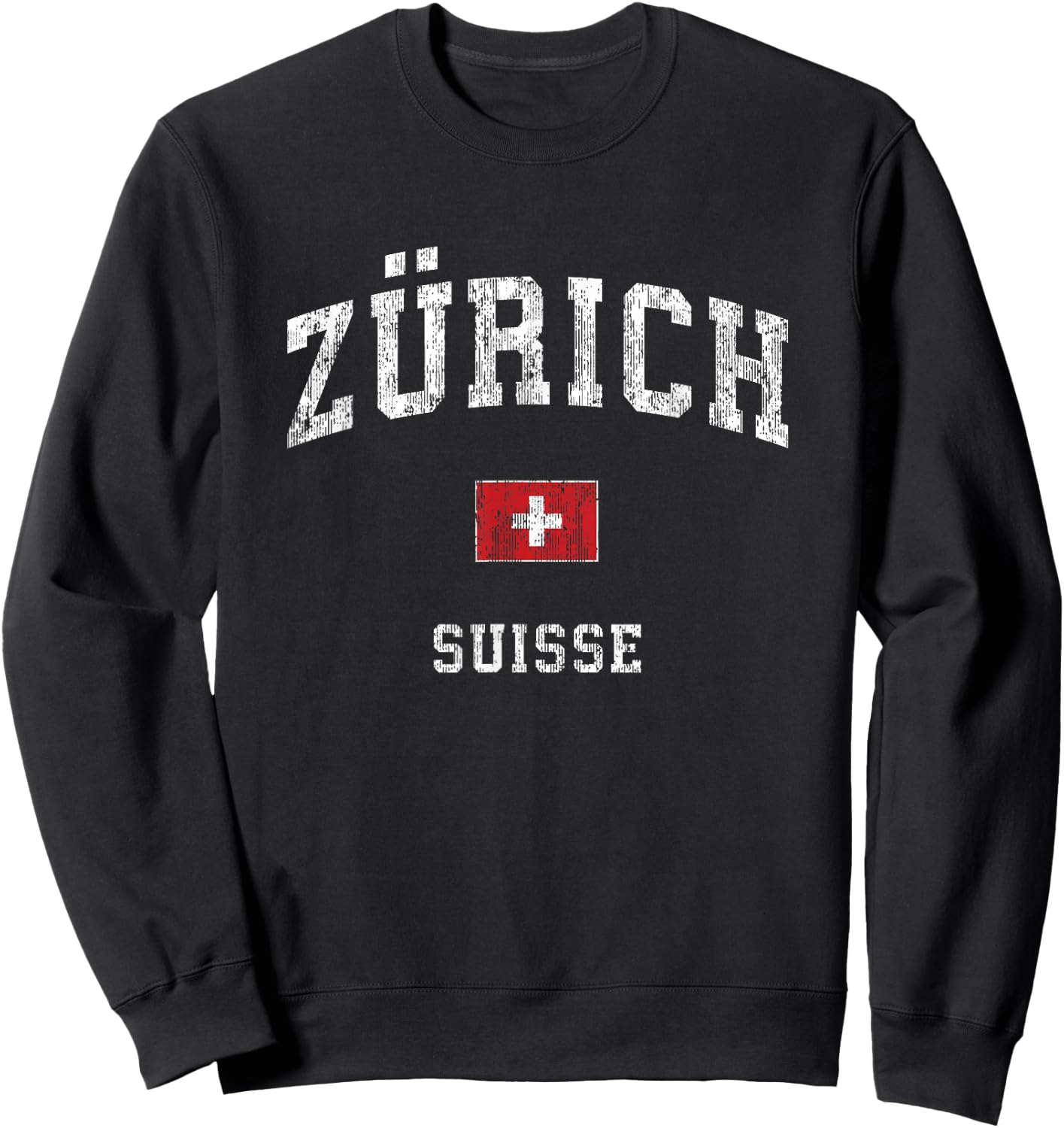 Zurich Switzerland Suisse Vintage Athletic Sports Design Sweatshirt - Sweatshirt | Black
