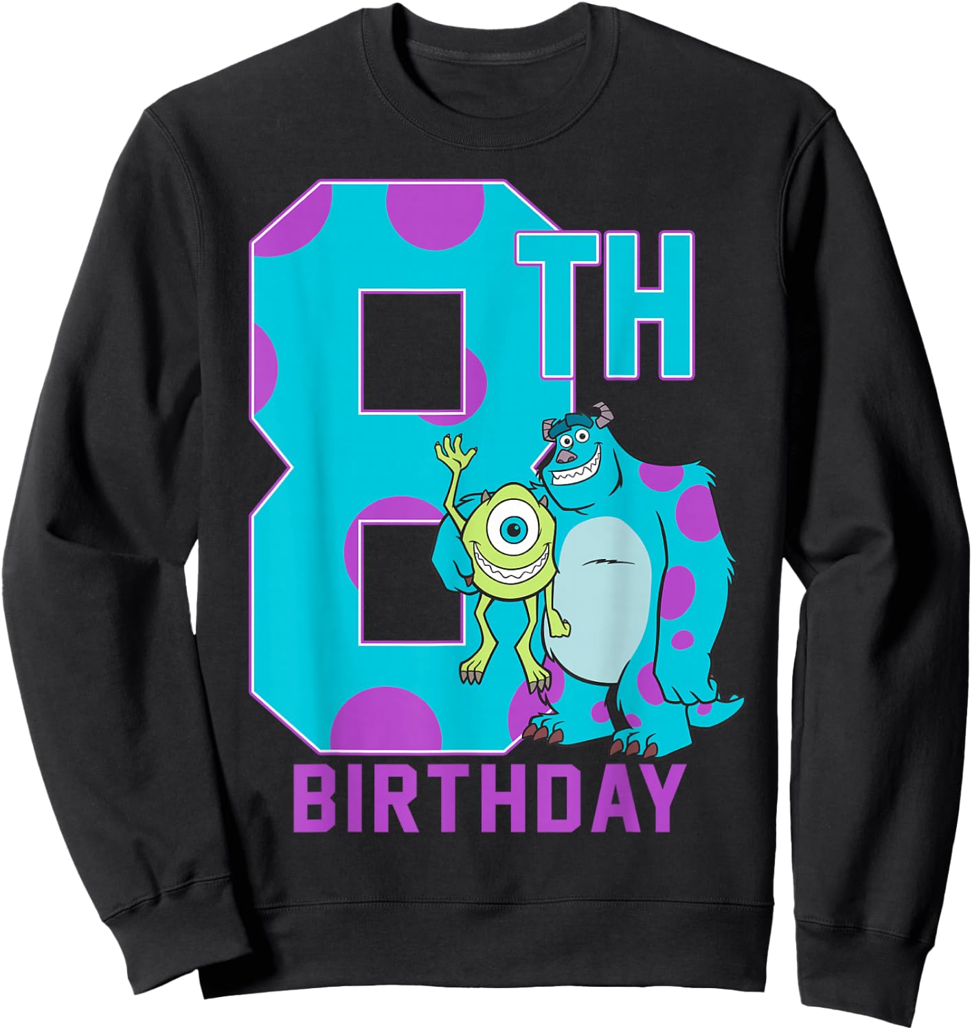 Disney Pixar Monsters Inc. Mike & Sully Happy 8th Birthday Sweatshirt - Sweatshirt | Black