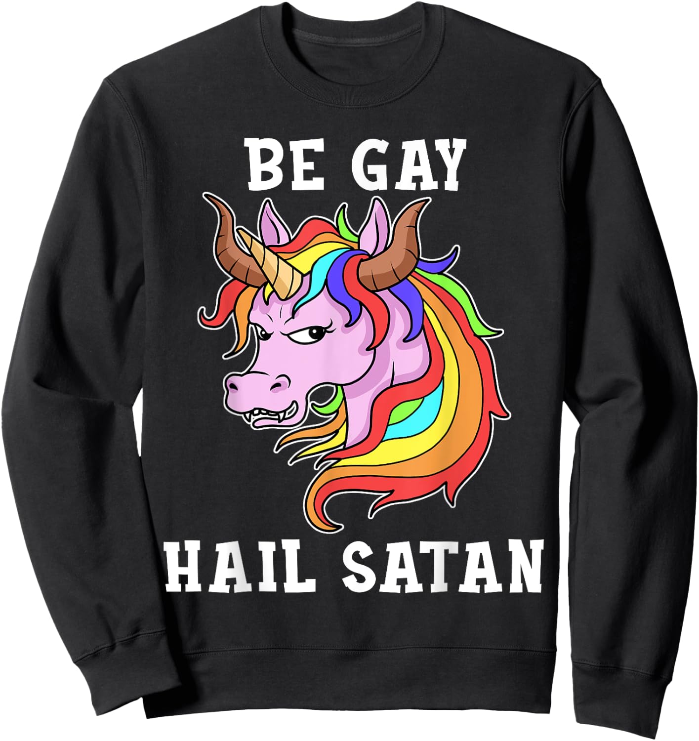 Be Gay Hail Satan Men Gay Pride Shirt Men Unicorn Sweatshirt - Sweatshirt | Black