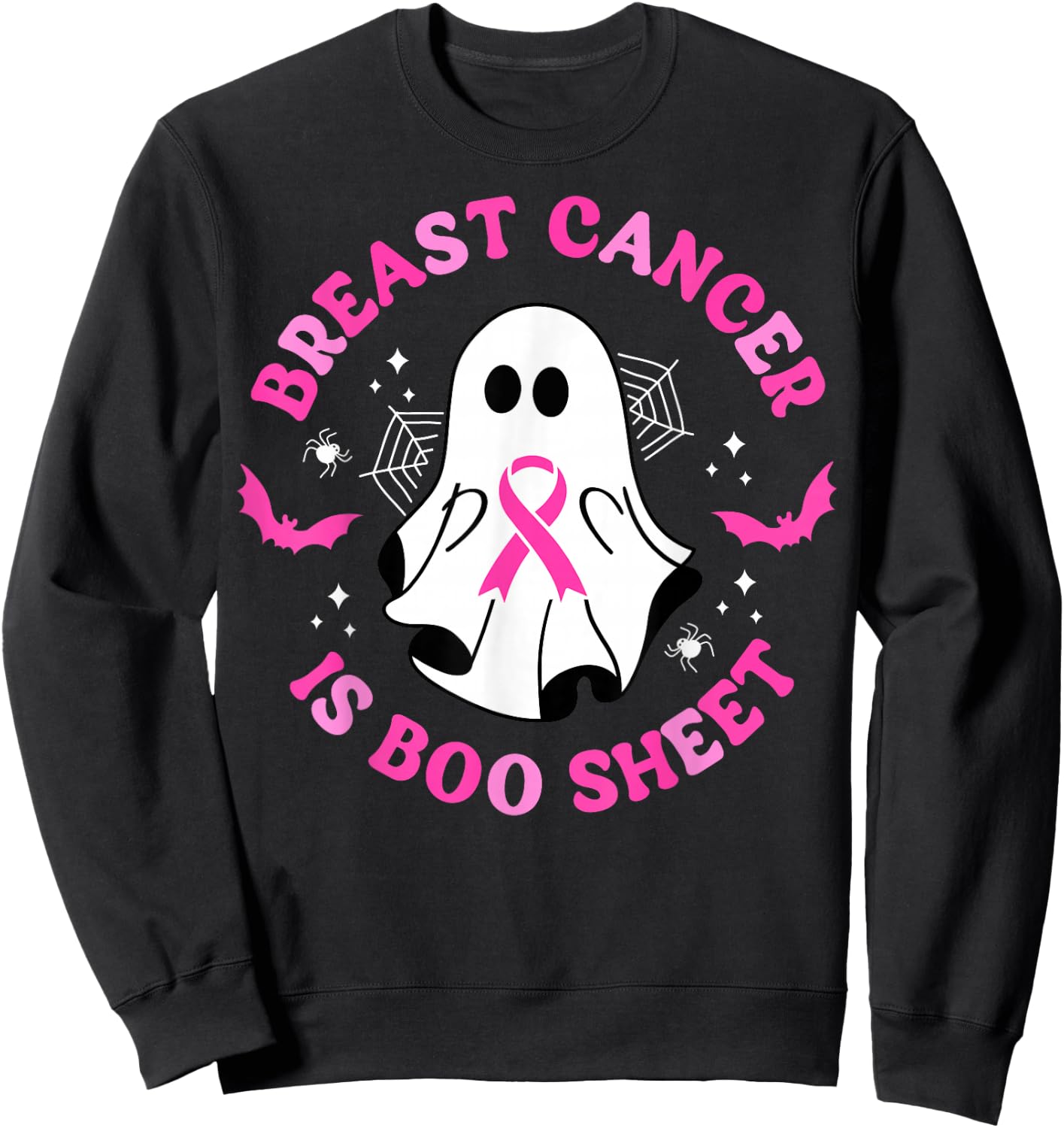 Breast Cancer Is Boo Sheet Awareness Halloween Pink Ghost Sweatshirt - Sweatshirt | Black