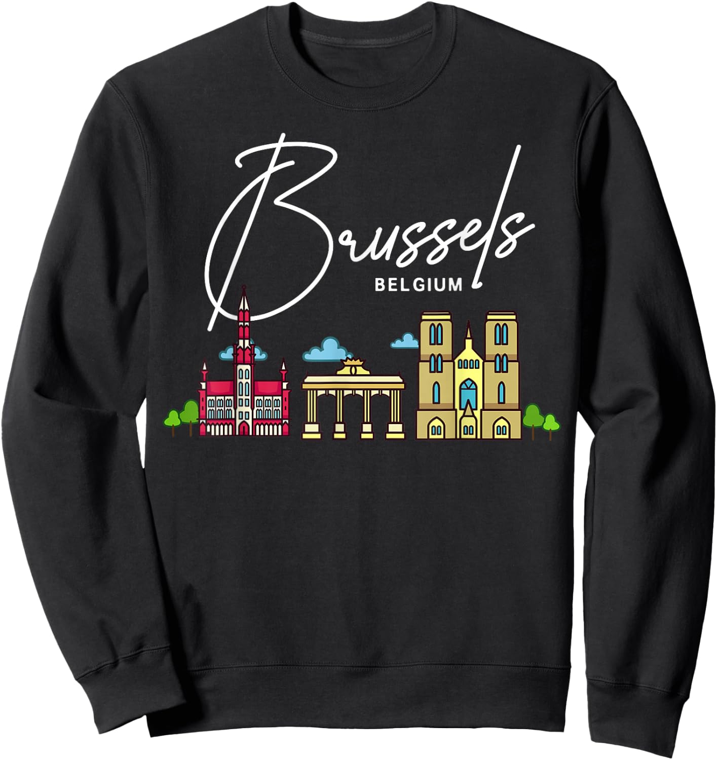 Brussels Belgium City Skyline Map Travel Sweatshirt - Sweatshirt | Black