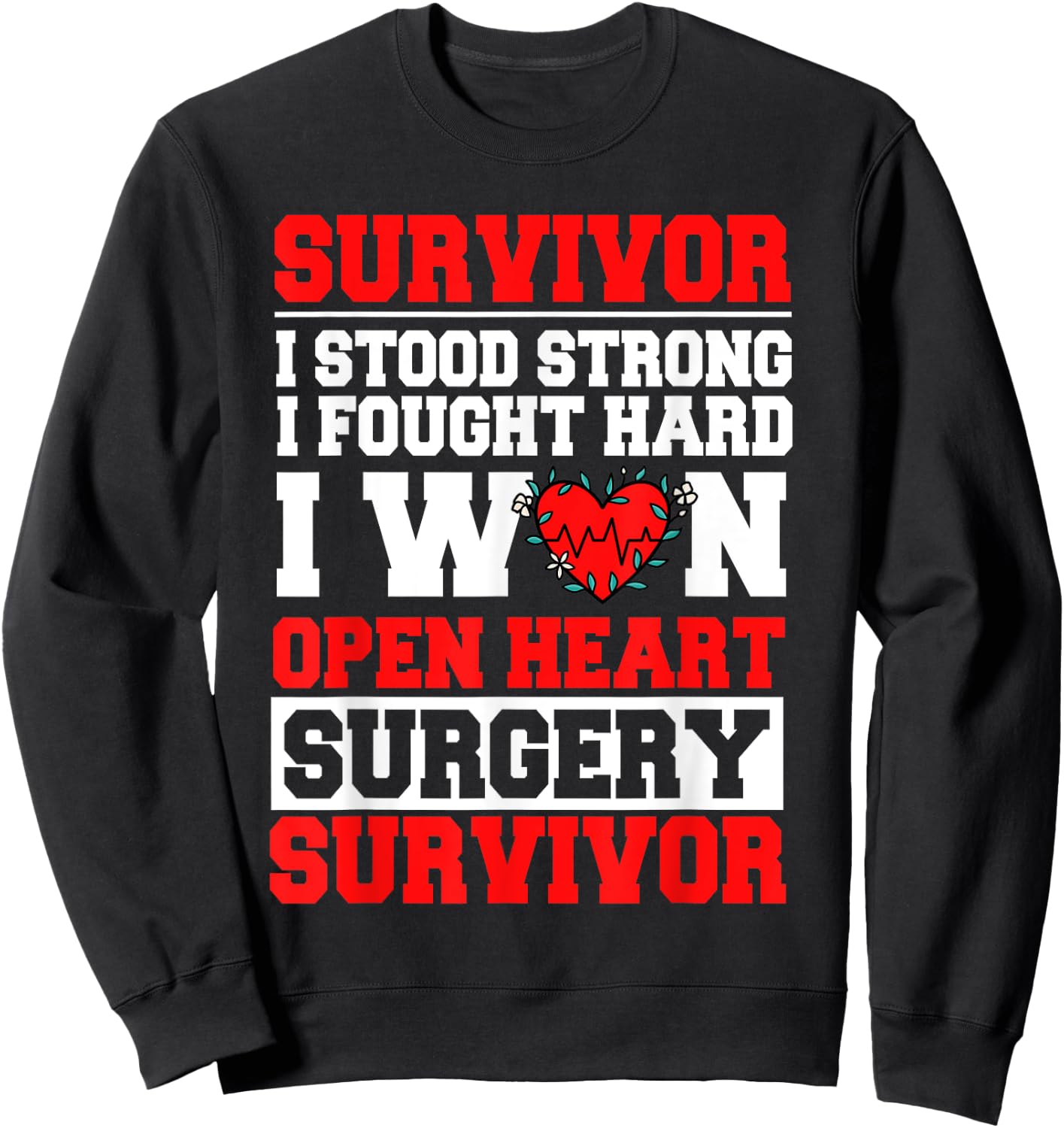 Open Heart Bypass Surgery Coronary Artery Patient Sweatshirt - Sweatshirt | Black