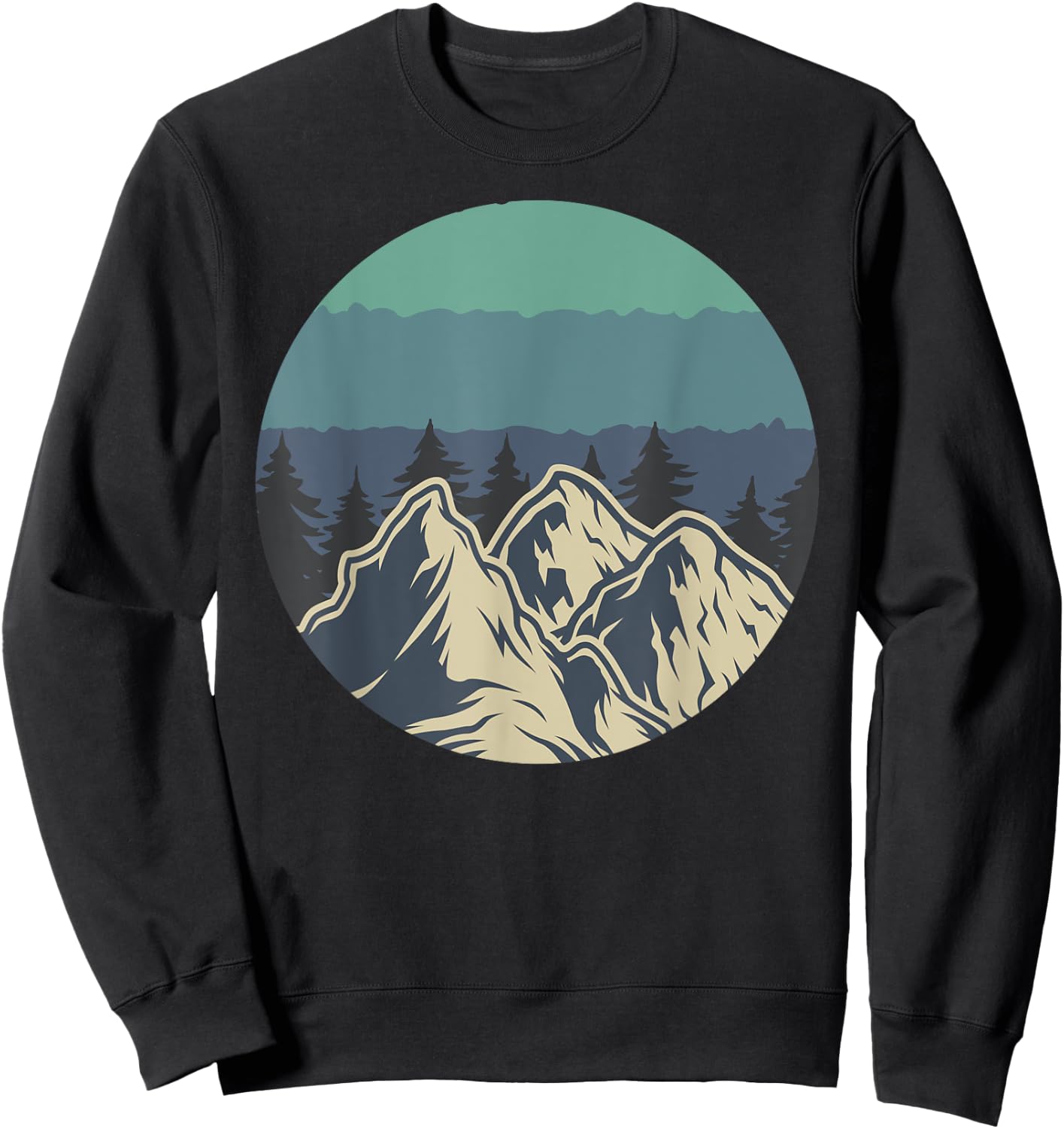 Wildlife Trees Outdoors Nature Retro Forest Hiking Novelty Sweatshirt - Sweatshirt | Black
