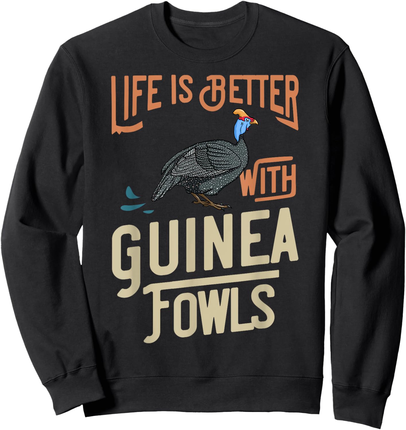 Guinea Fowl Gift Chicken Hen Farmer Sweatshirt - Sweatshirt | Black