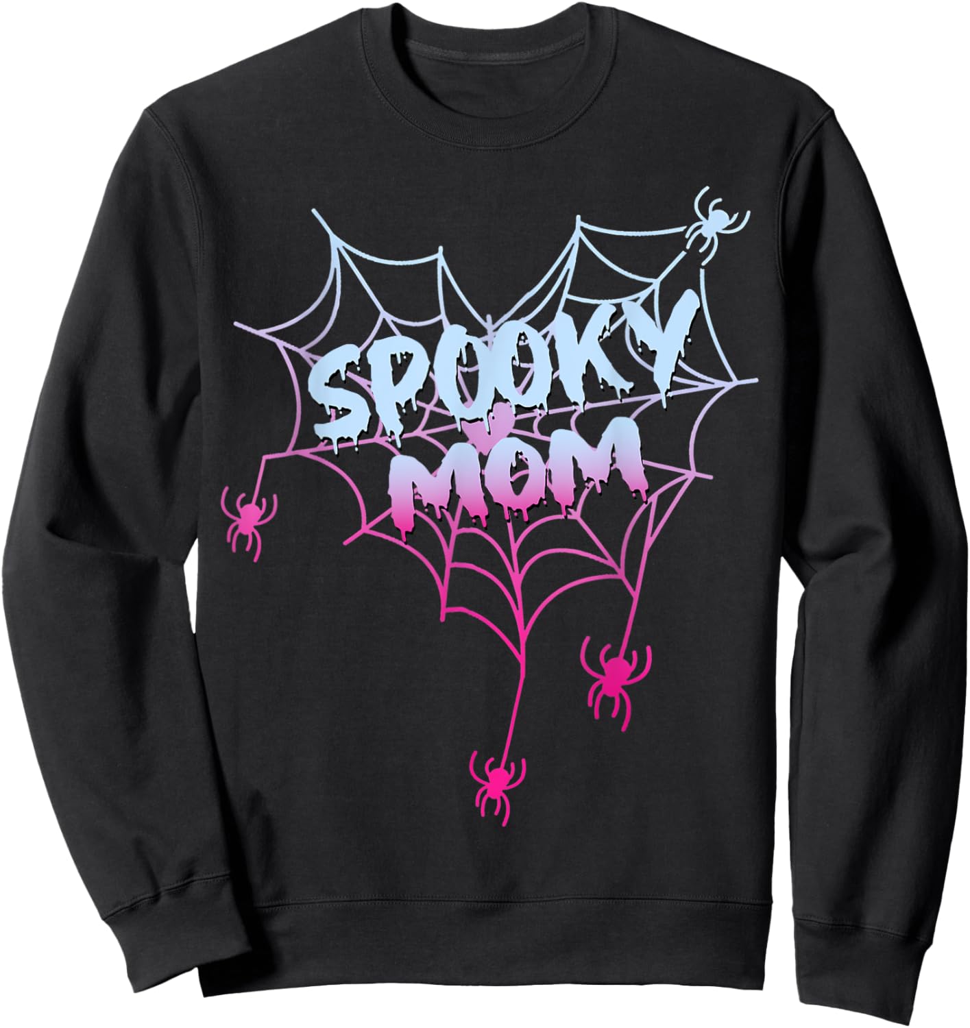 Spider Halloween Costume Spooky Mom Pink White Ghost Boo Sweatshirt - Sweatshirt | Black