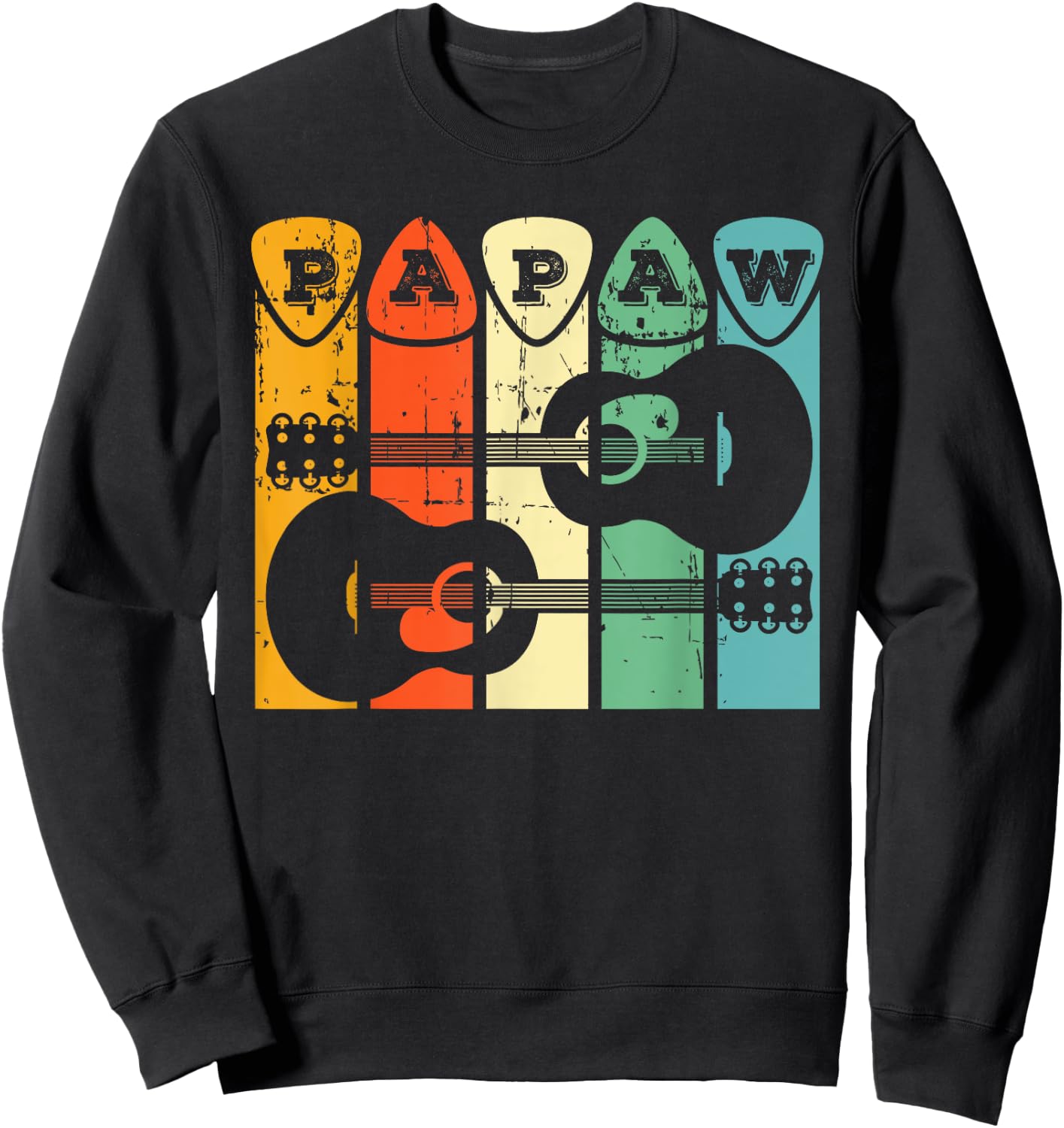 Papaw Guitar Pick Gift Guitar Player Grandpa Retro Guitarist Sweatshirt - Sweatshirt | Black