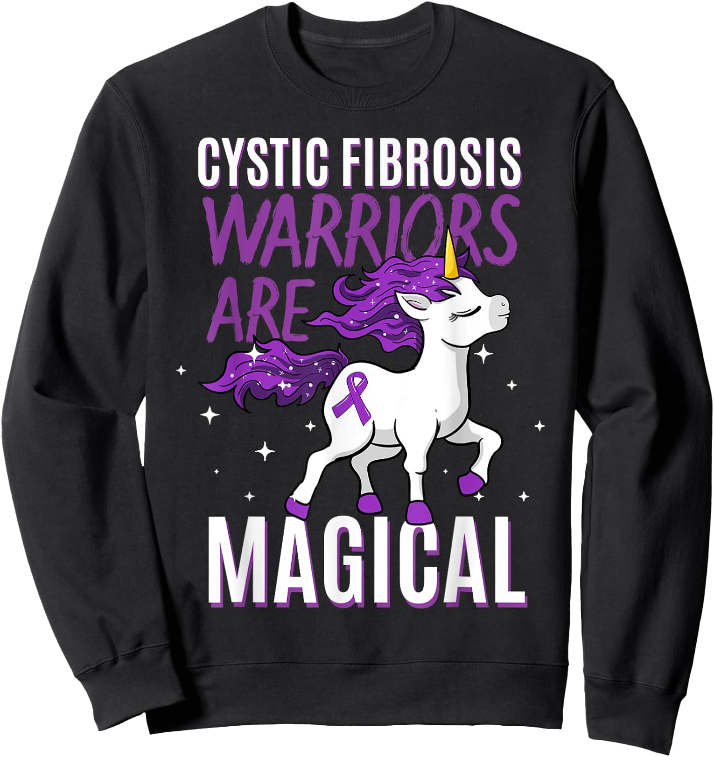 Cystic Fibrosis Warrior Magical Unicorn Purple Pulmonologist Sweatshirt - Sweatshirt | Black