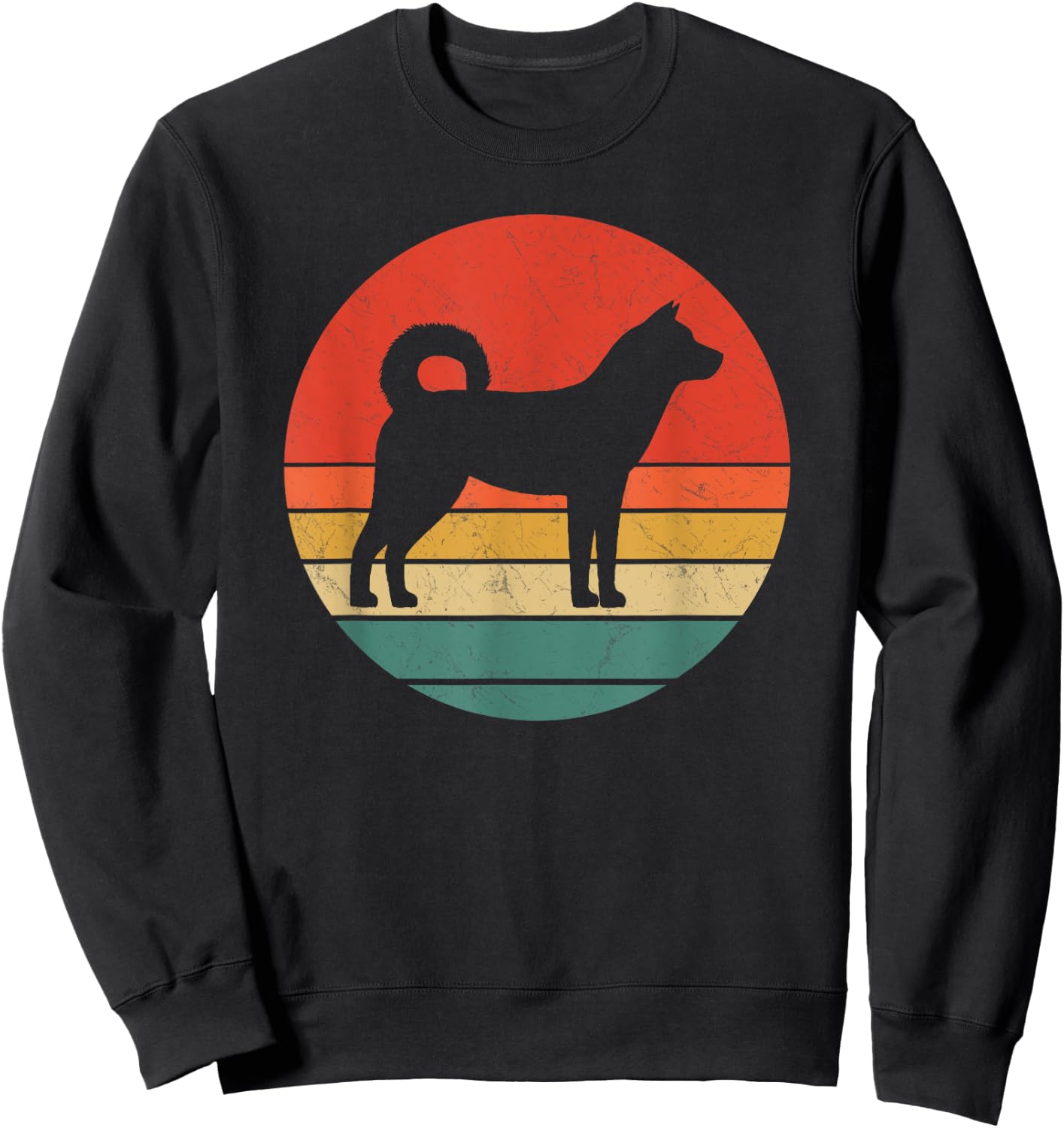 Korean Jindo Vintage Dog Silhouette Retro 70s Cute Dogs Gift Women Kids Sweatshirt - Sweatshirt | Black