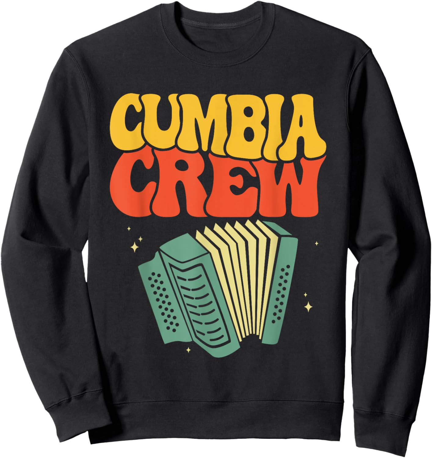 Tejano Music Apparel Adults Cumbia Crew Black Small Classic Fit Short Sleeve Cotton 80% Polyester 20% Music Themed Sweatshirt - Sweatshirt | Black
