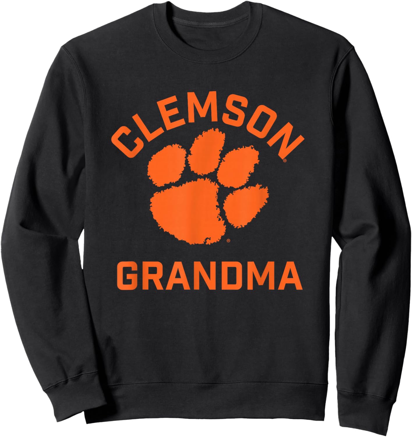 Campus Lab Clemson Tigers Arched Grandma - Purple, X-Small, , Short Sleeve, Modern, Letter Print, College, All Seasons, Sports, Casual, Clemson University Students, Alumni, Fans, Adults Sweatshirt - Sweatshirt | Black