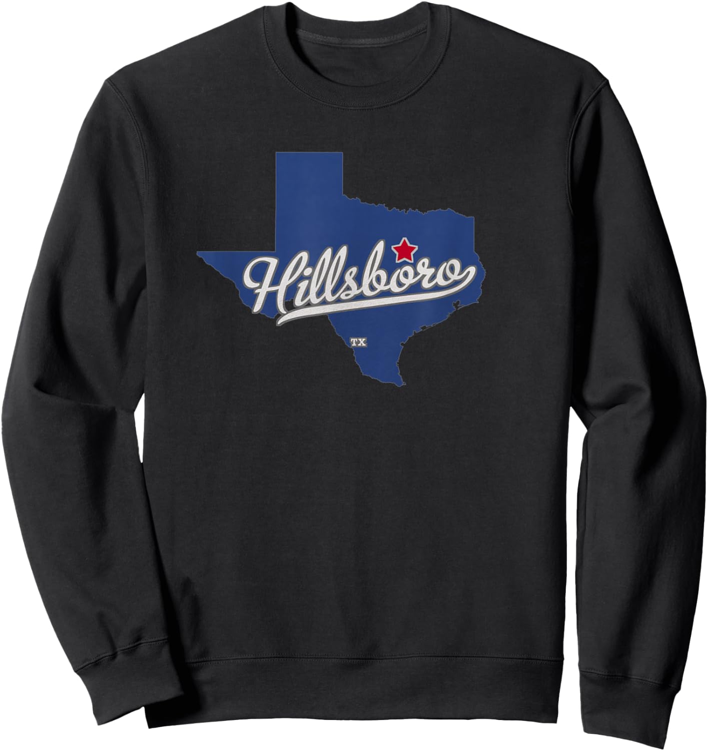 Hillsboro Texas TX Map Sweatshirt - Sweatshirt | Black
