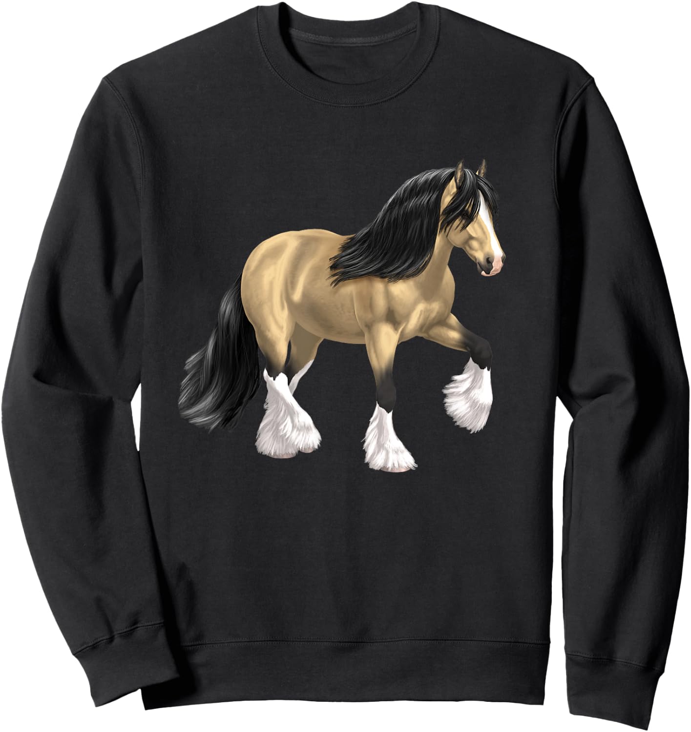 Buckskin Dun Gypsy Vanner Irish Cob Draft Horse Sweatshirt - Sweatshirt | Black