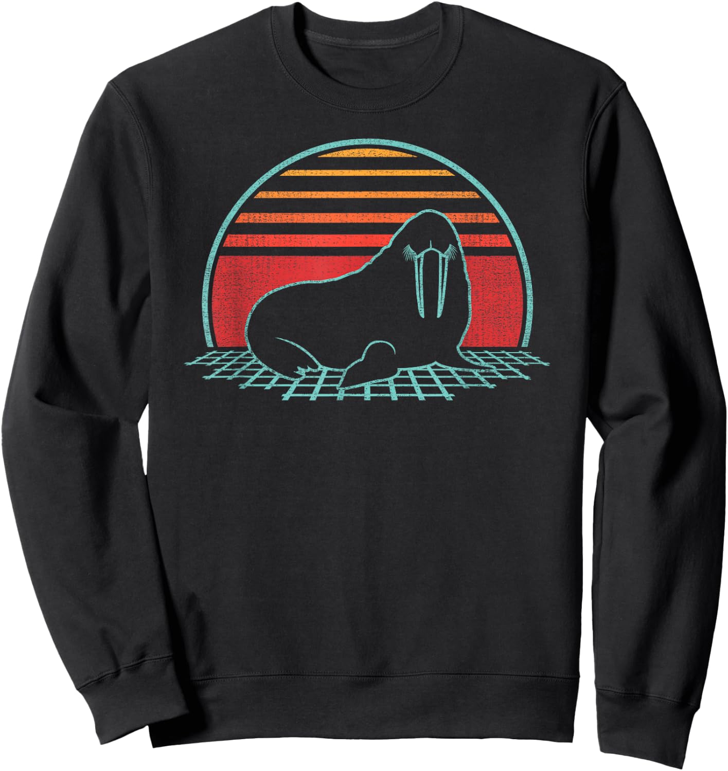 Walrus Lover Animal Retro Vintage 80s Style Sweatshirt - Sweatshirt | Black
